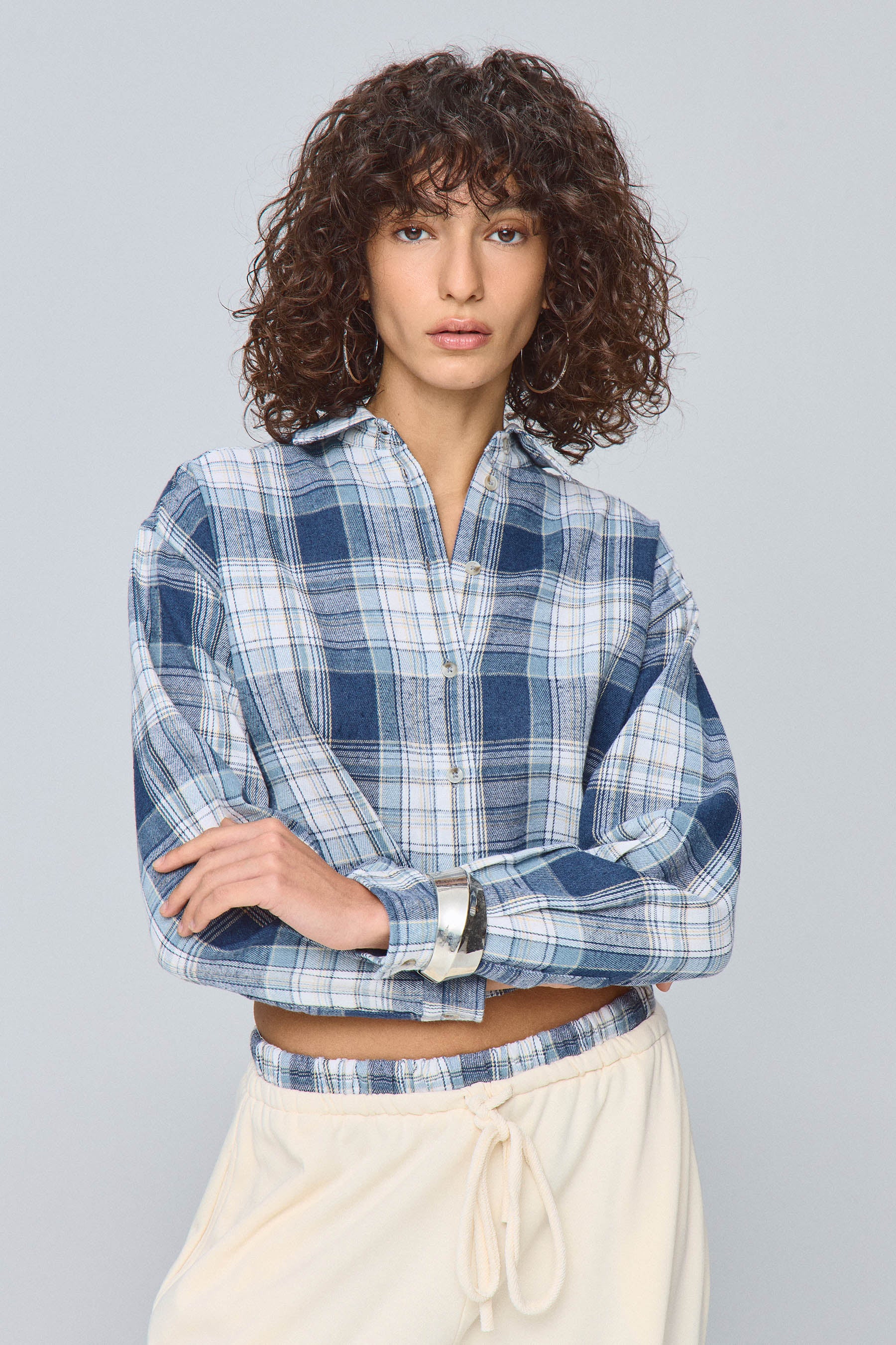 חולצת משובצת קרופ