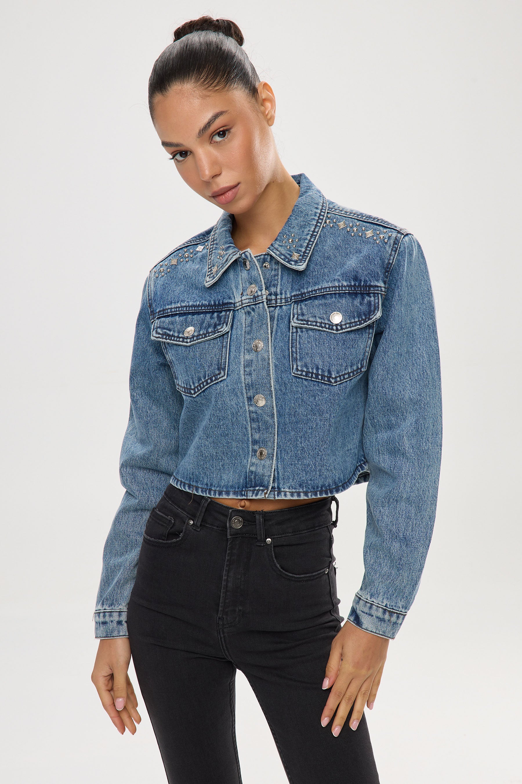 ג'קט ג'ינס ניטים כחול