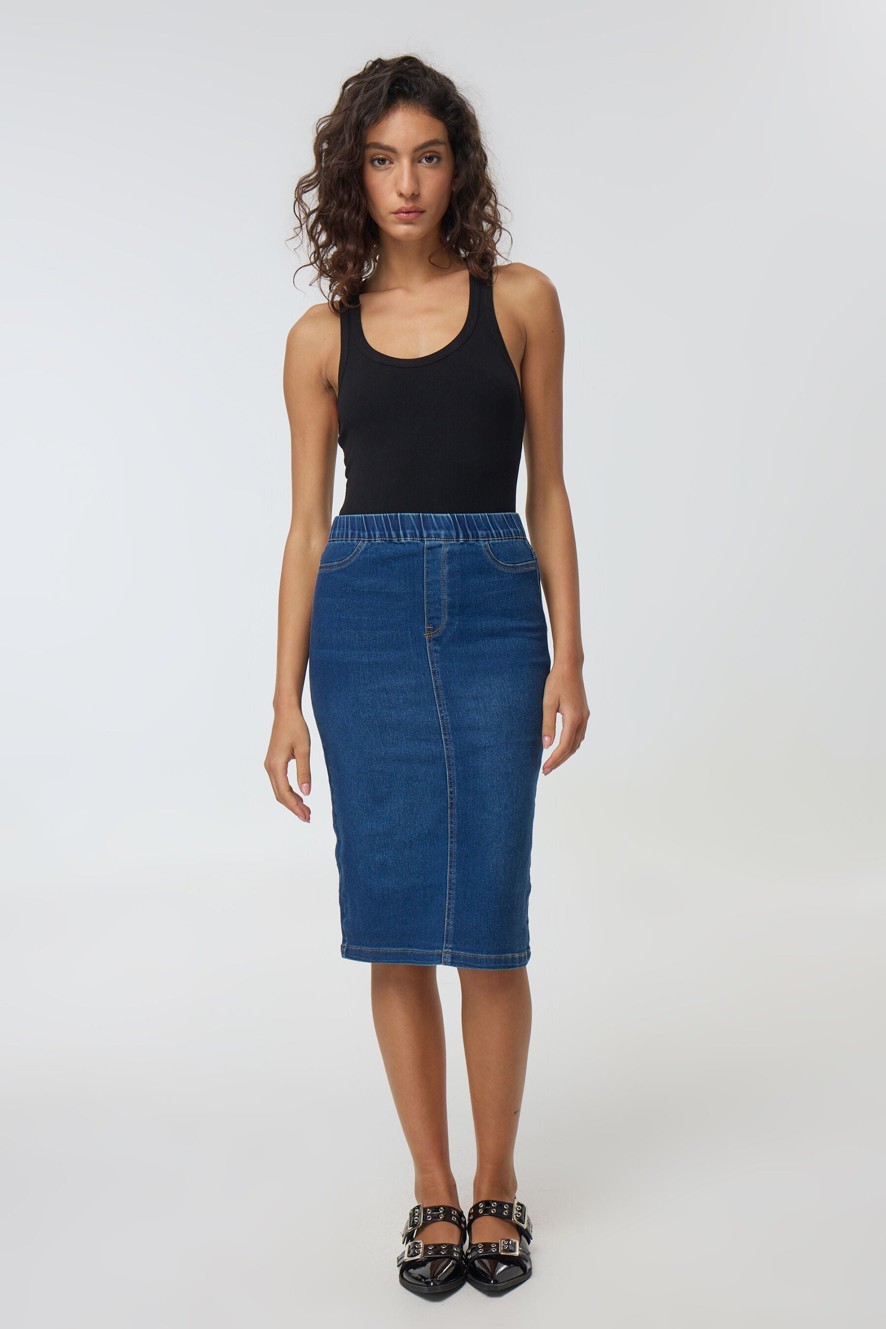 חצאית ג'ינס חגורת גומי