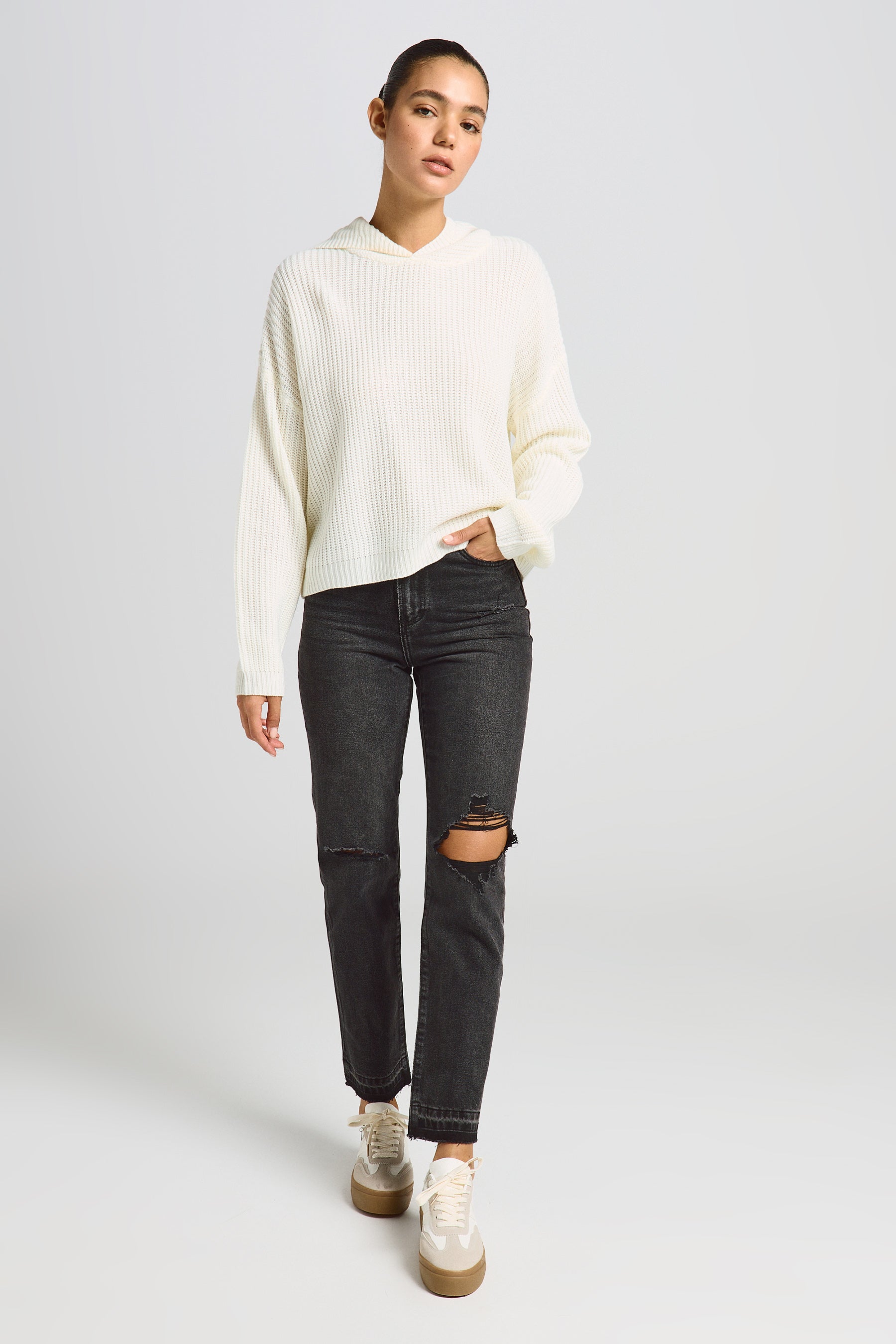 ג'ינס קרעים חגורה פרומה