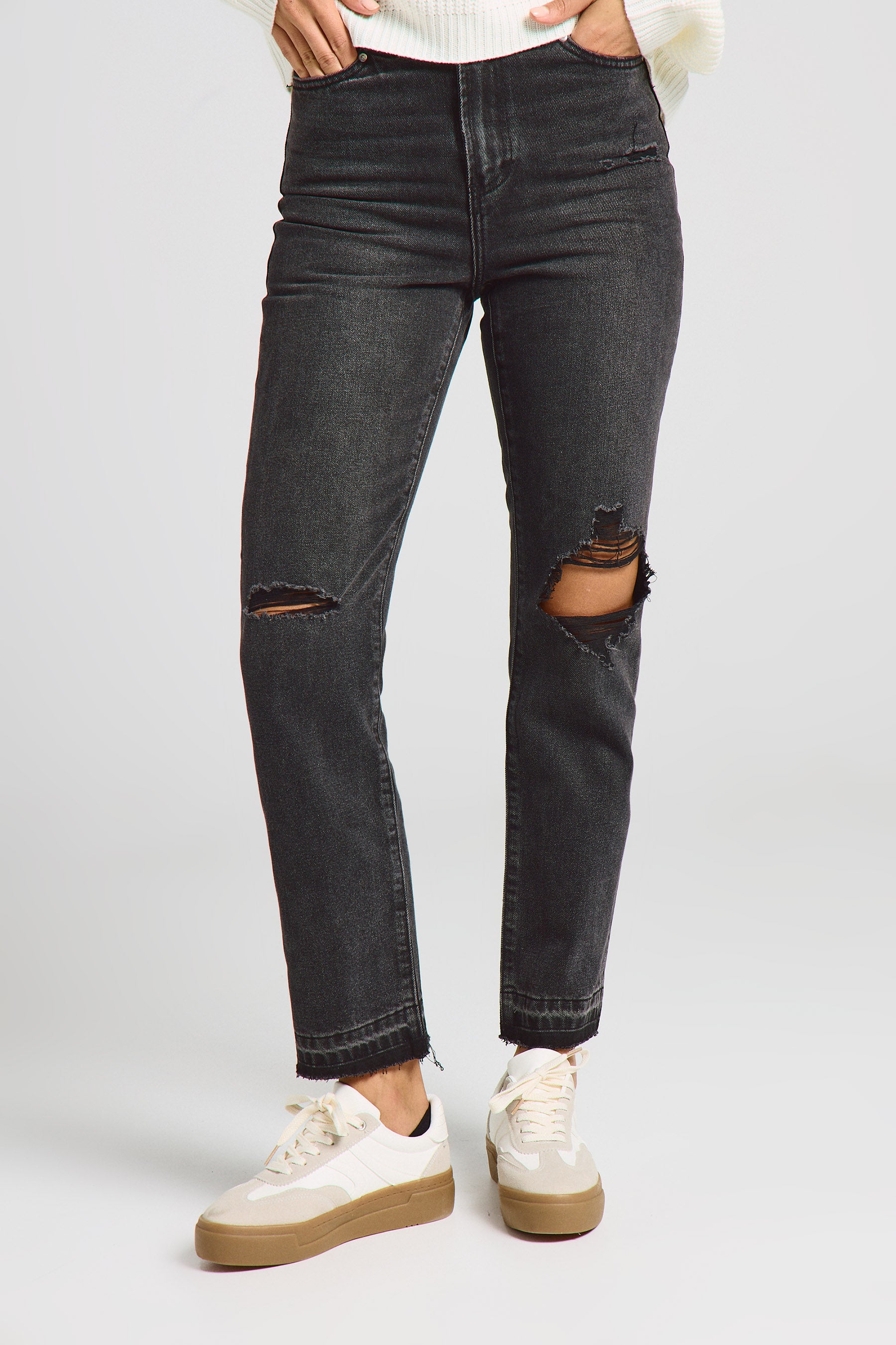 ג'ינס קרעים חגורה פרומה