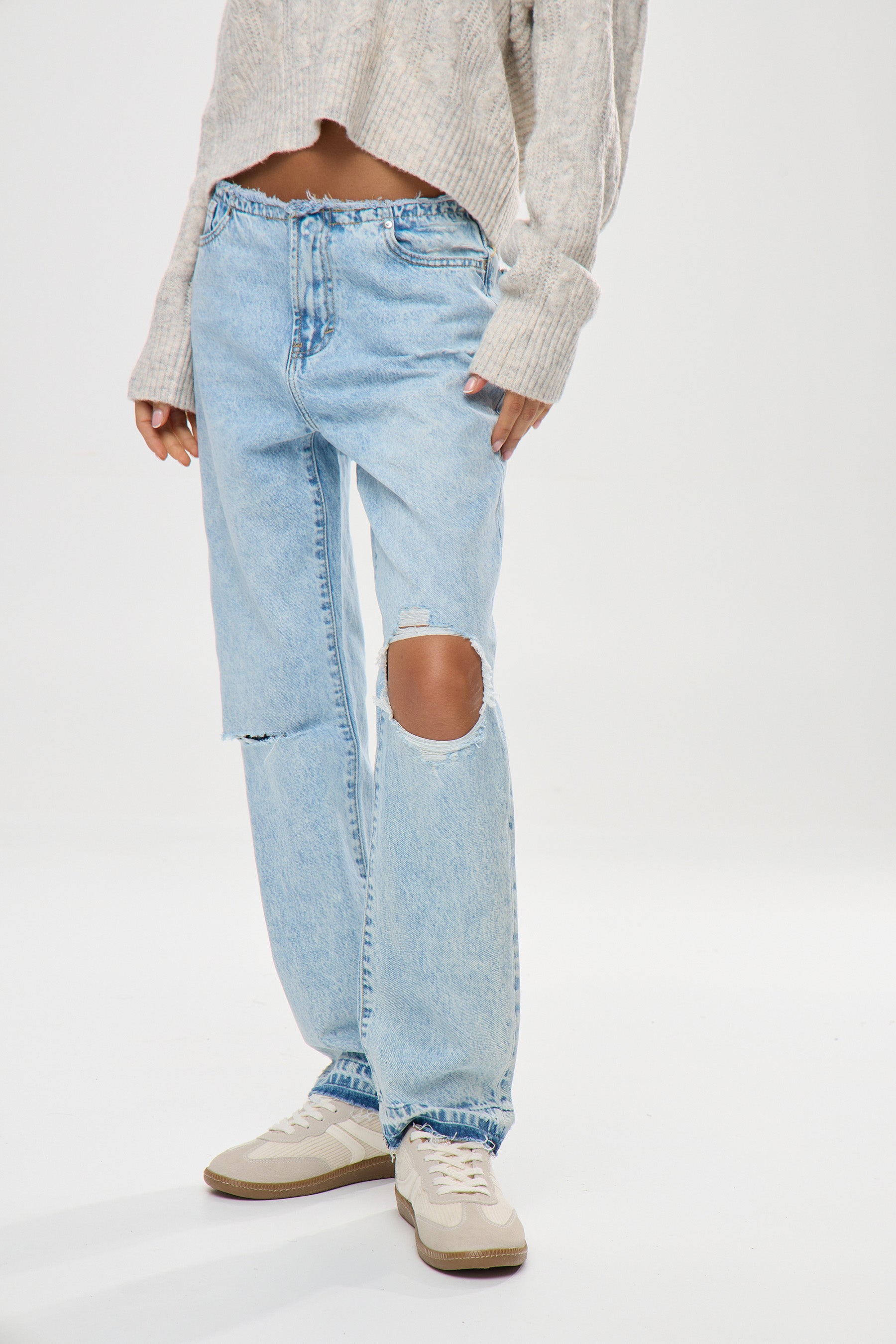 ג'ינס קרעים חגורה פרומה