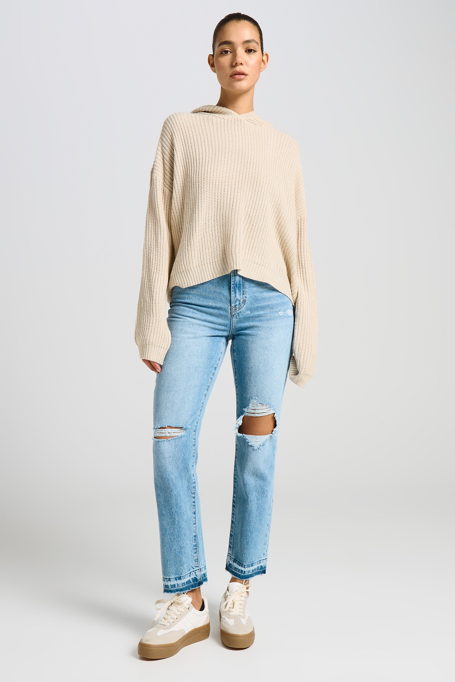 ג'ינס קרעים חגורה פרומה