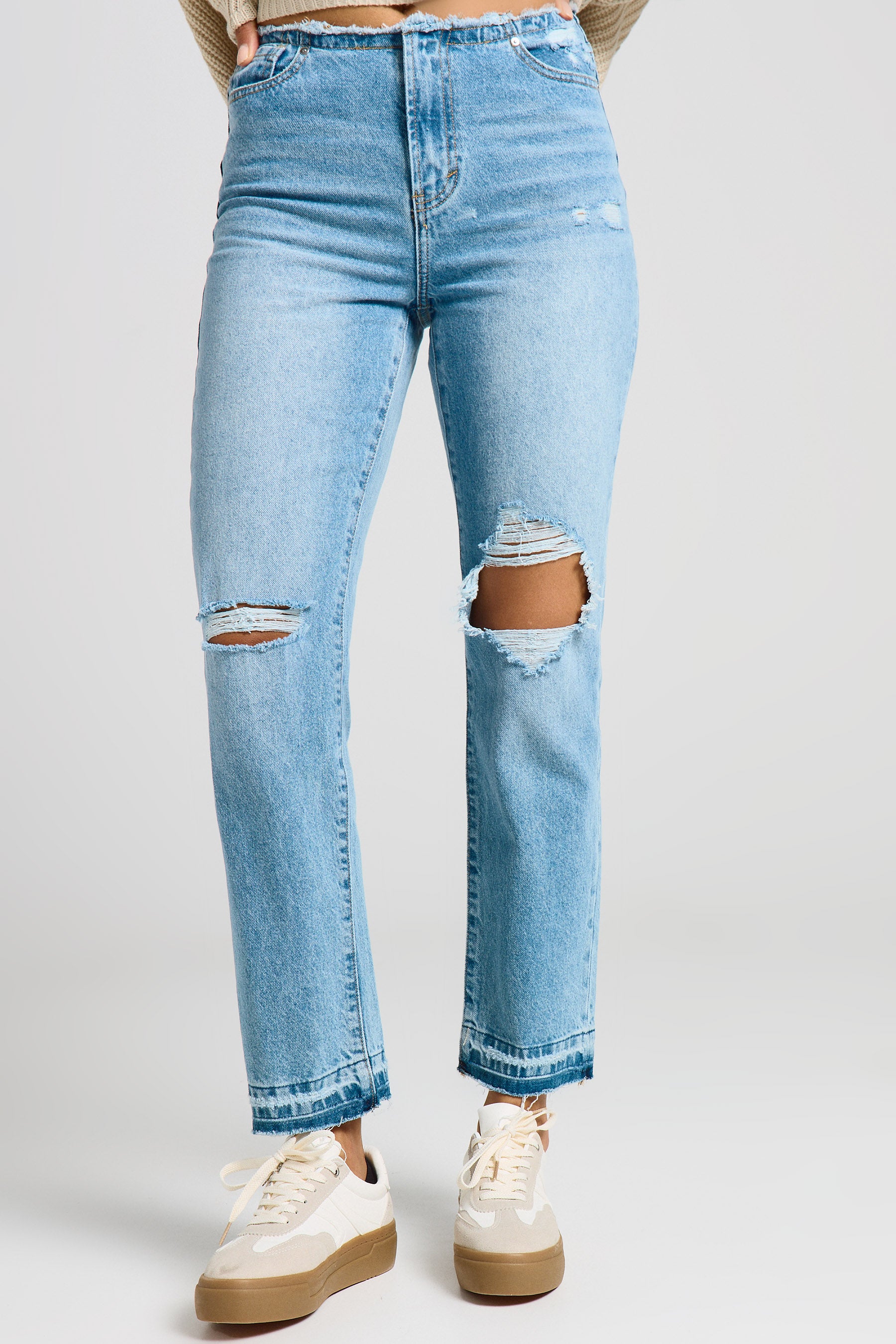 ג'ינס קרעים חגורה פרומה