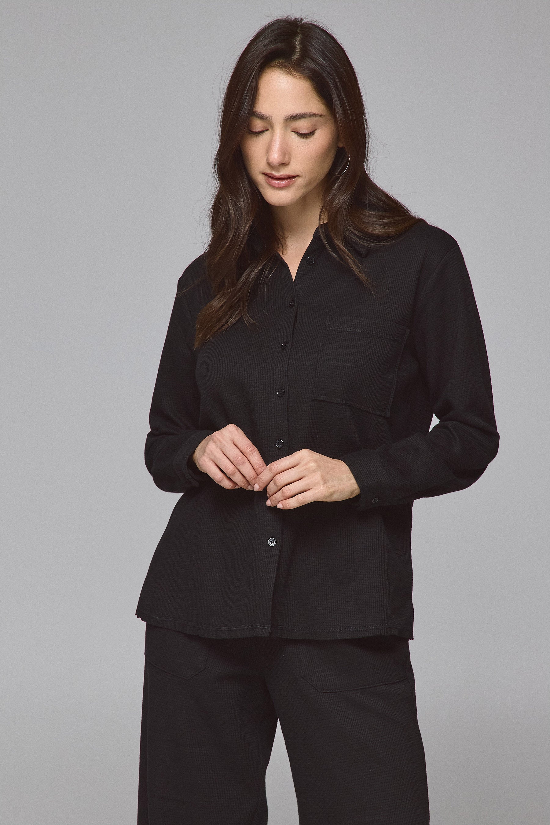 חולצת כפתורים וופל סט