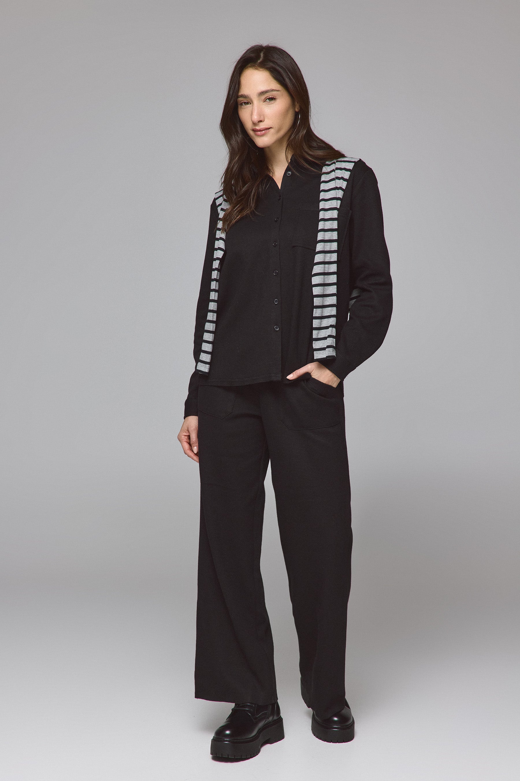 חולצת כפתורים וופל סט