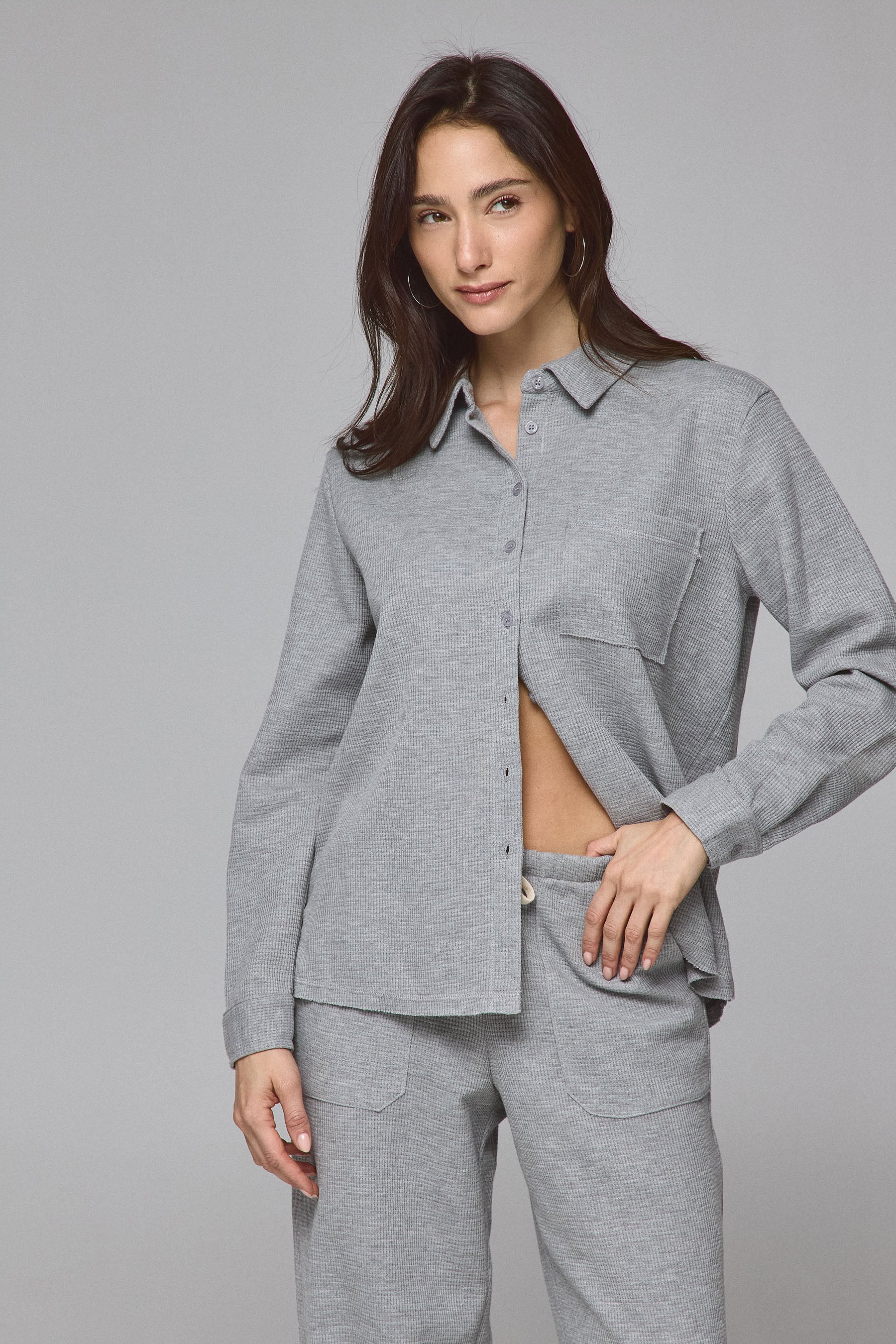 חולצת כפתורים וופל סט