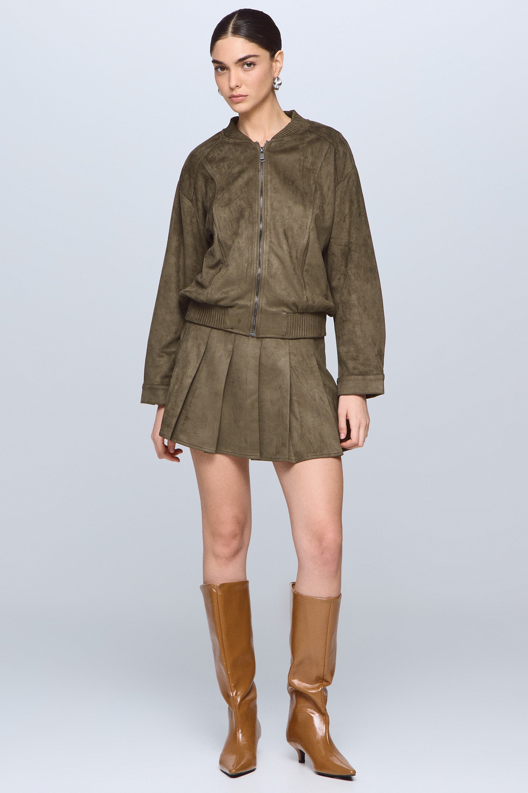 ג'קט בומבר זמש סט