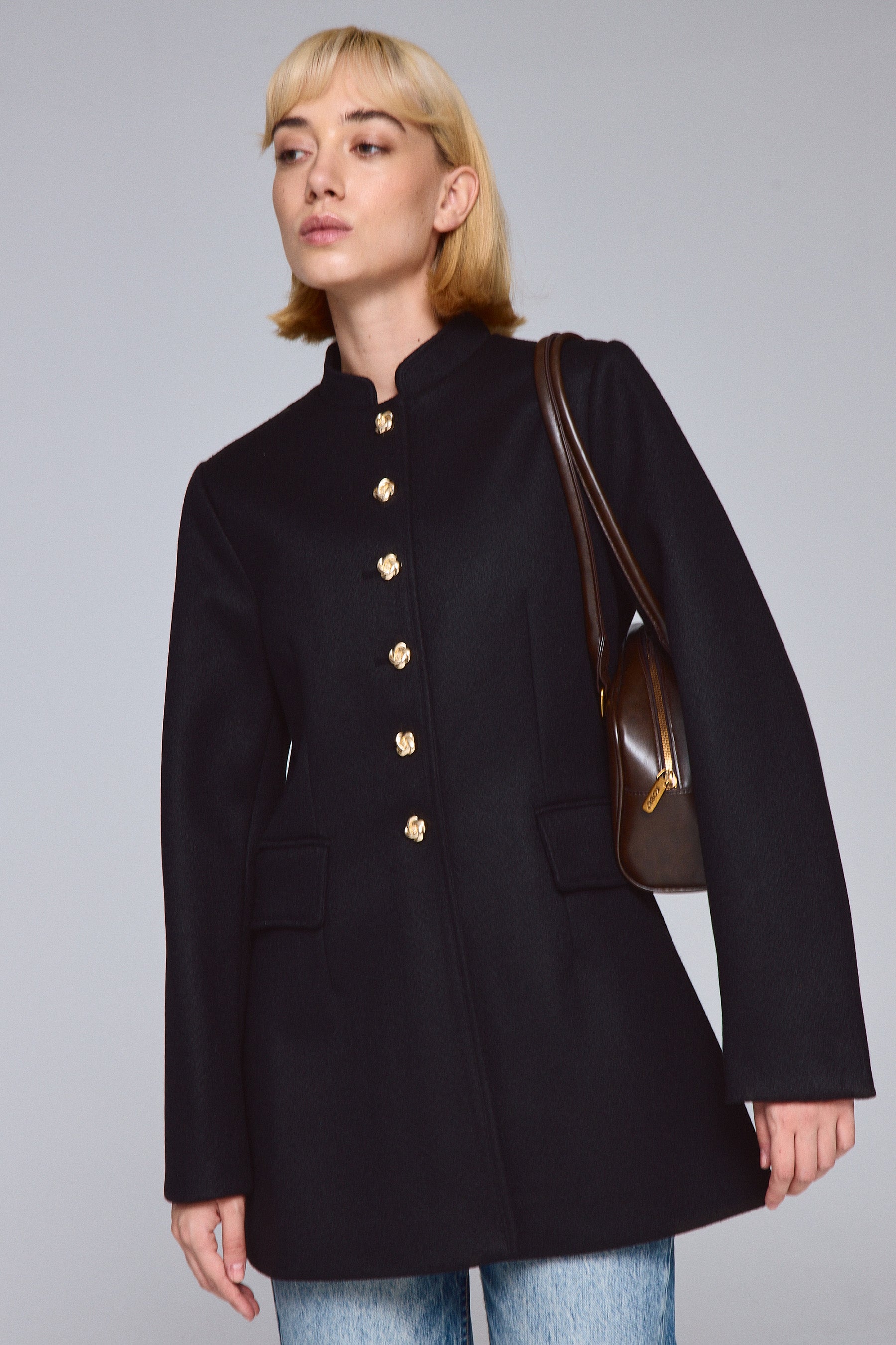 מעיל צמר צווארון סיני