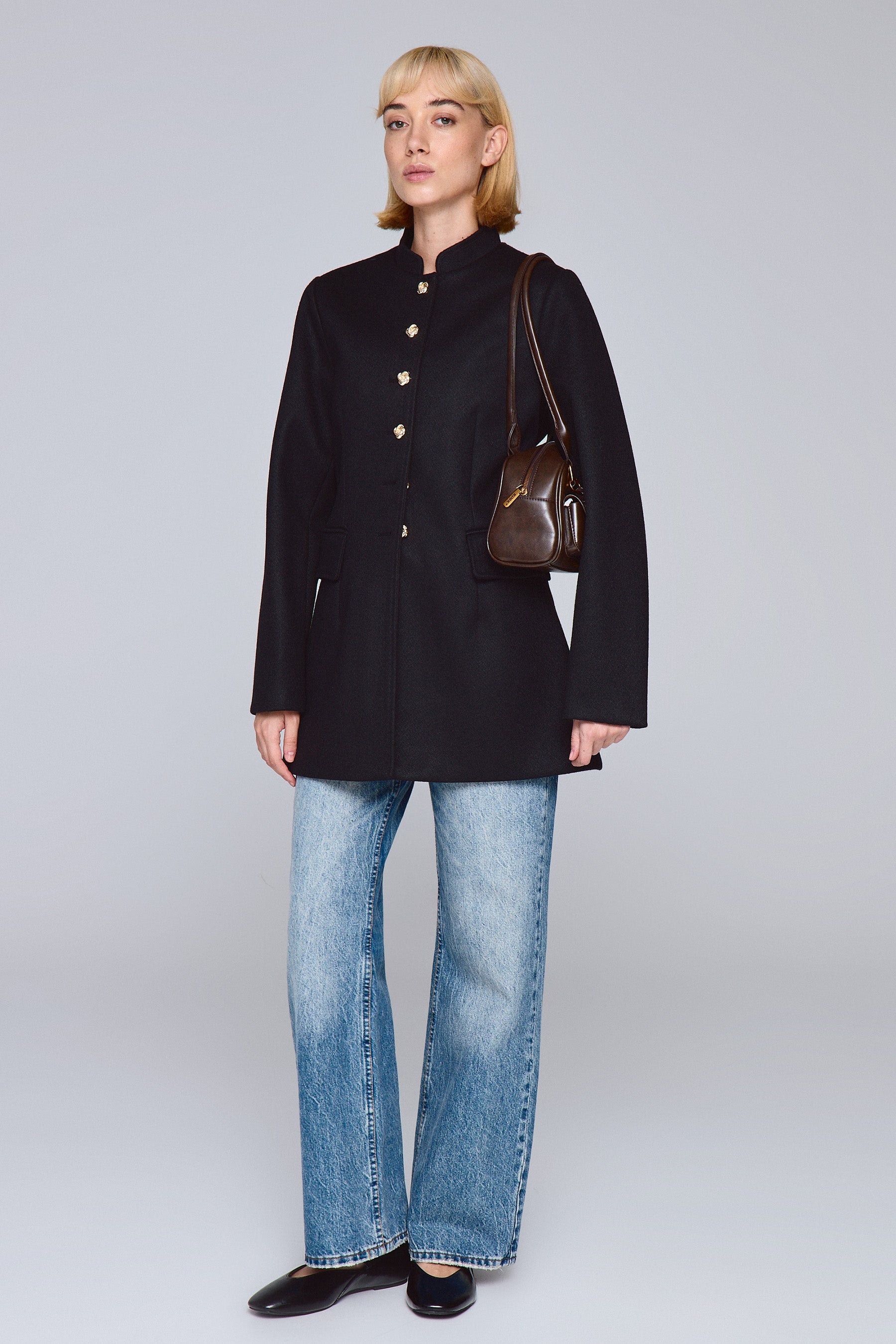 מעיל צמר צווארון סיני