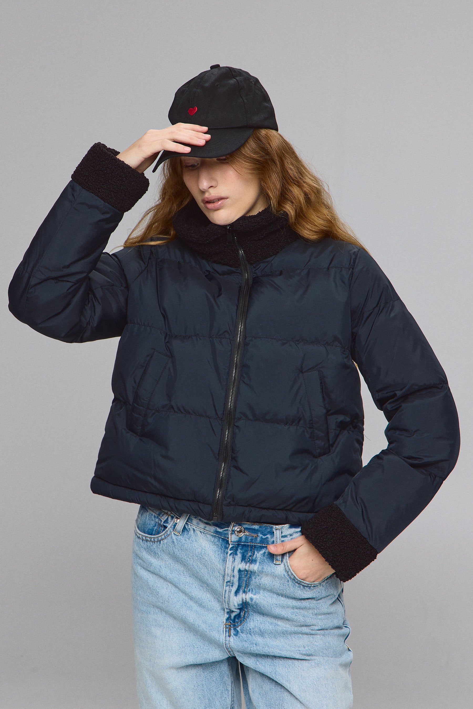 מעיל ניילון שילוב פרווה