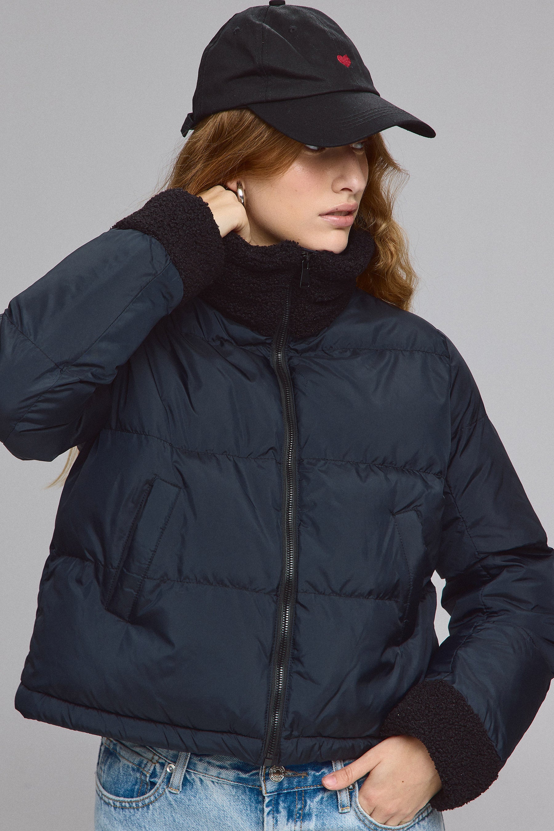 מעיל ניילון שילוב פרווה