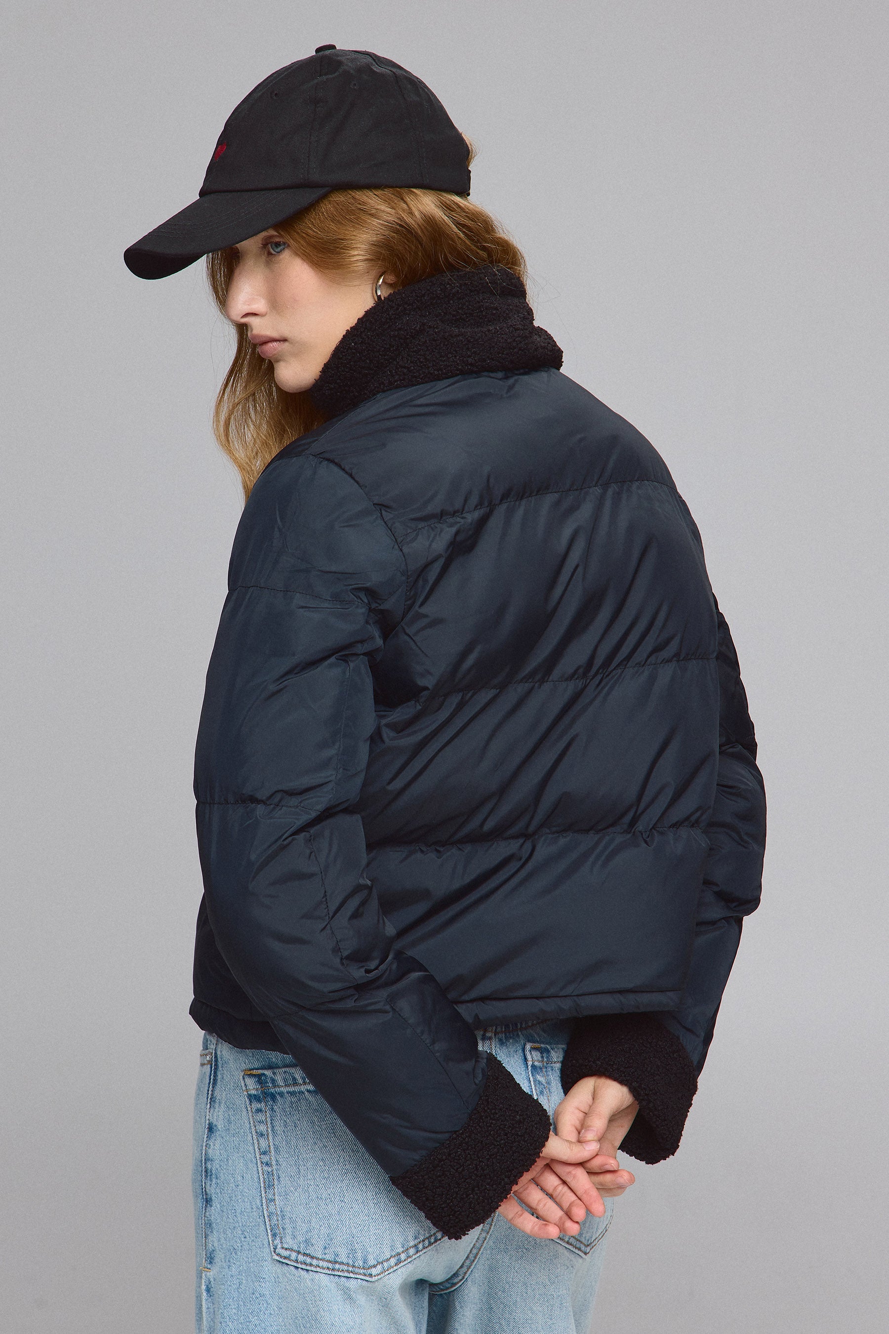 מעיל ניילון שילוב פרווה