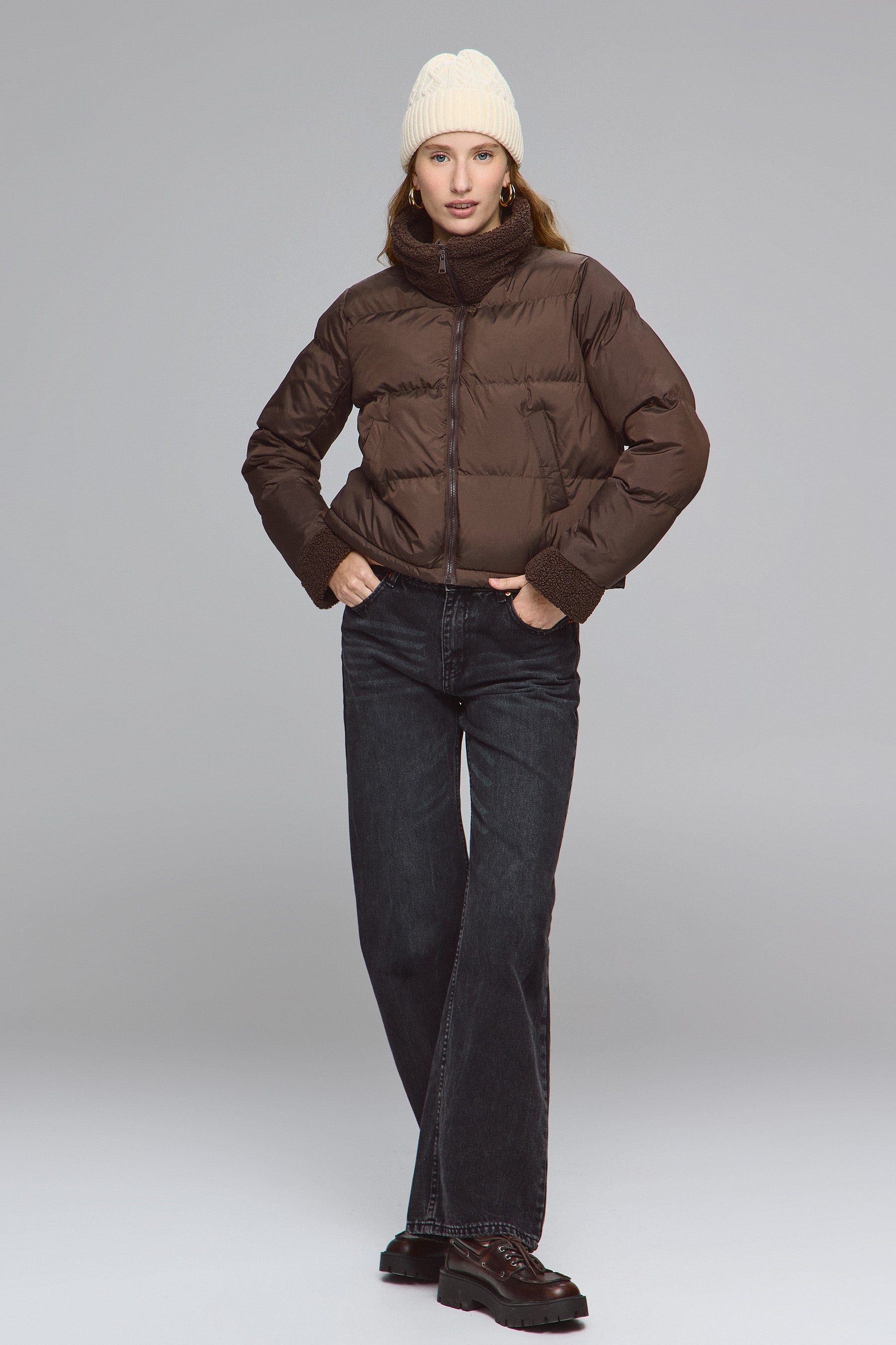 מעיל ניילון שילוב פרווה