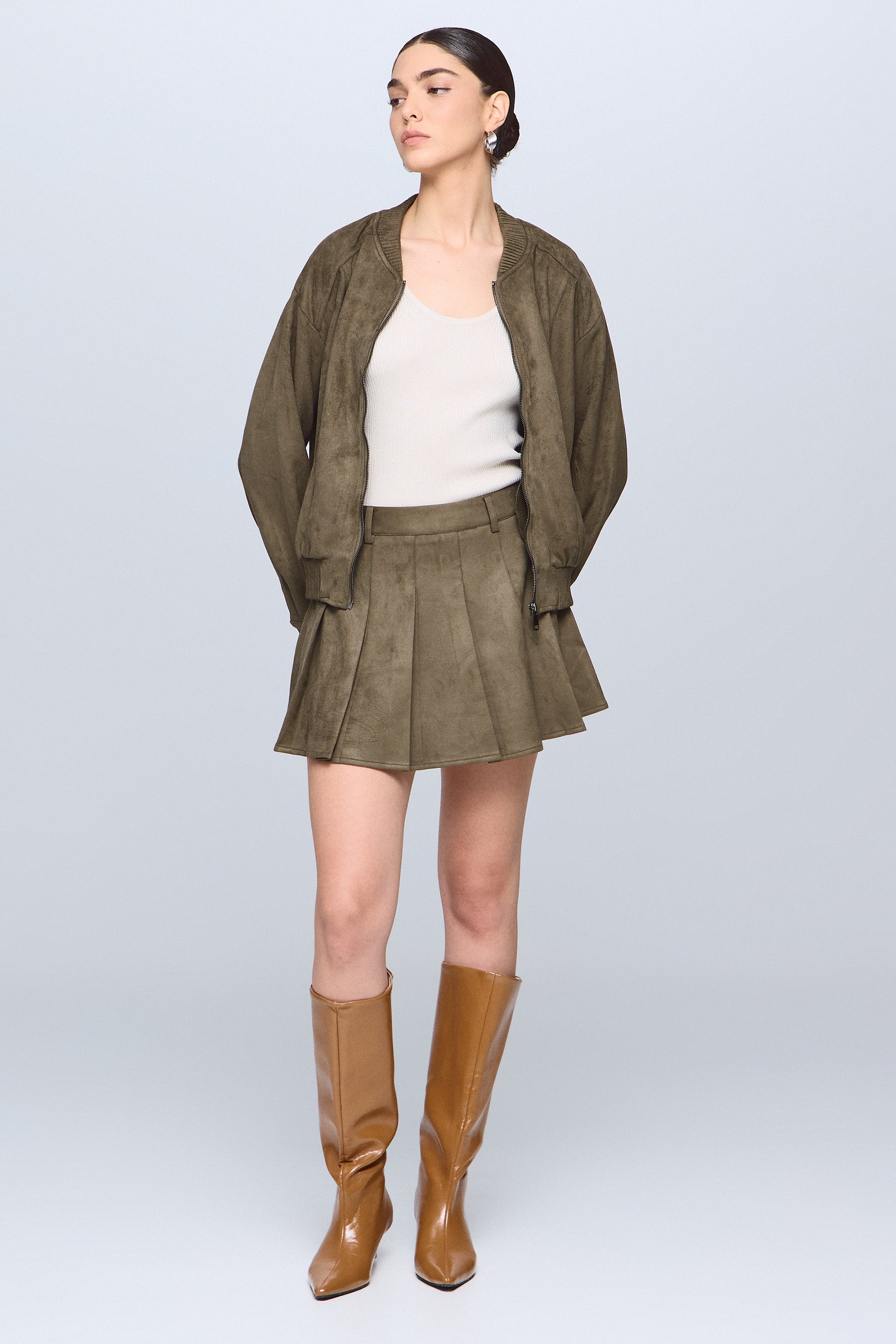 חצאית זמש פליסה סט