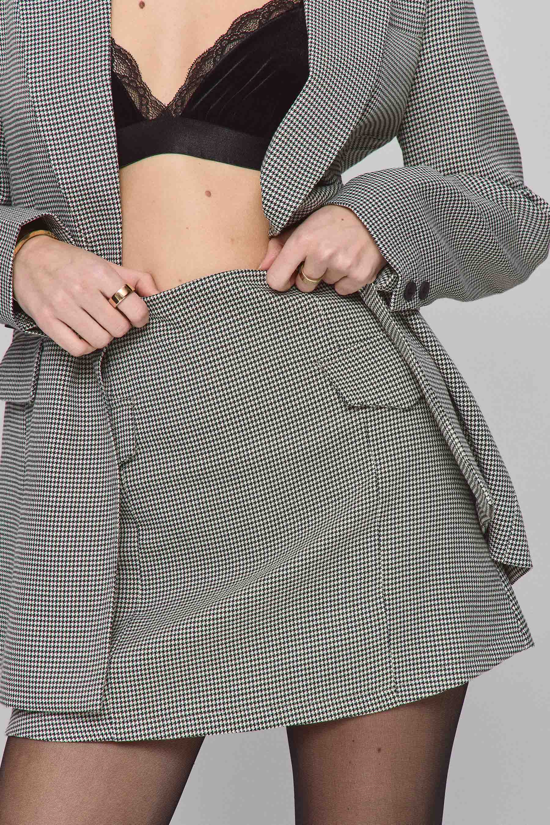 חצאית מיני משבצות סט