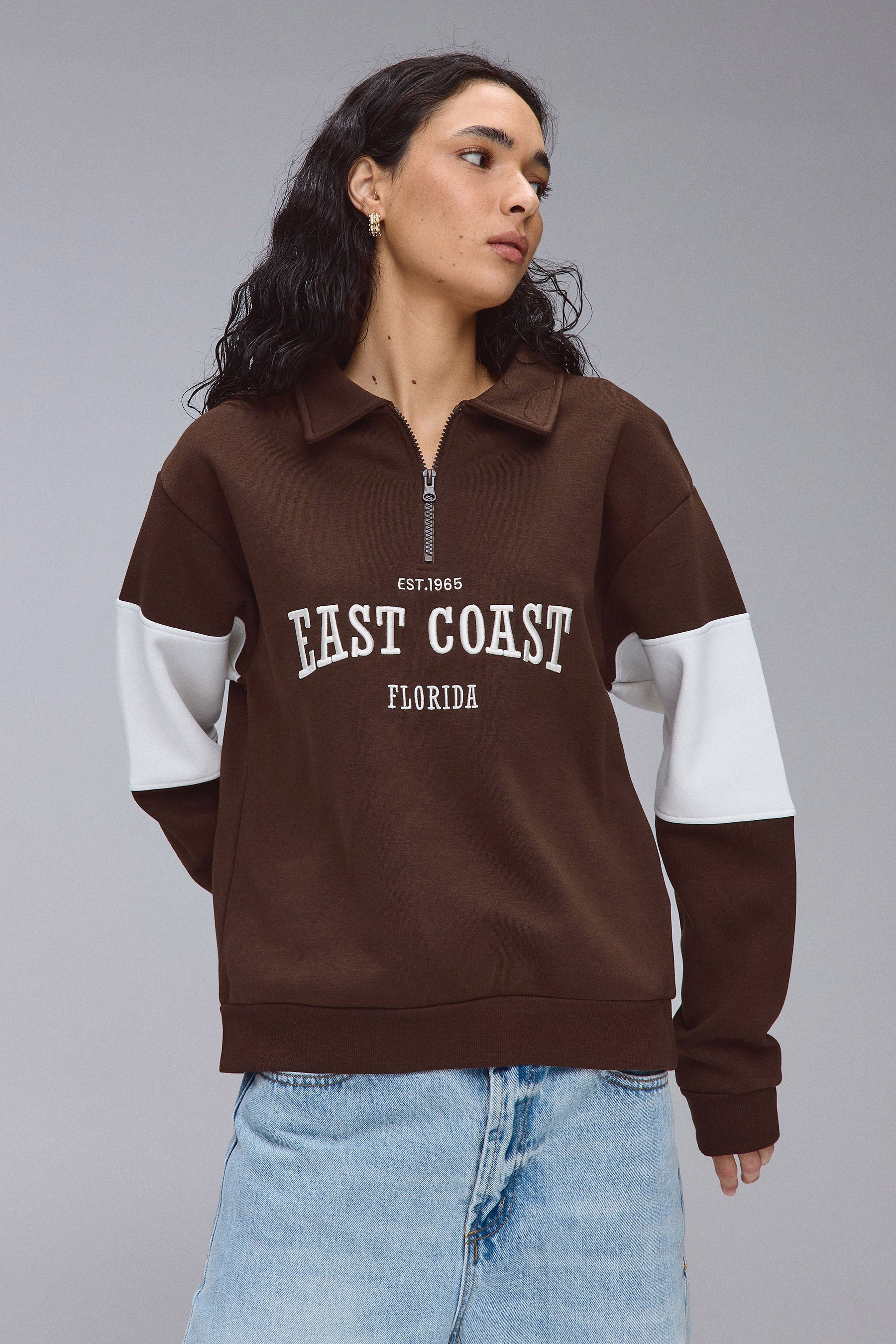 EAST COAST סוויטשירט חצי זיפר