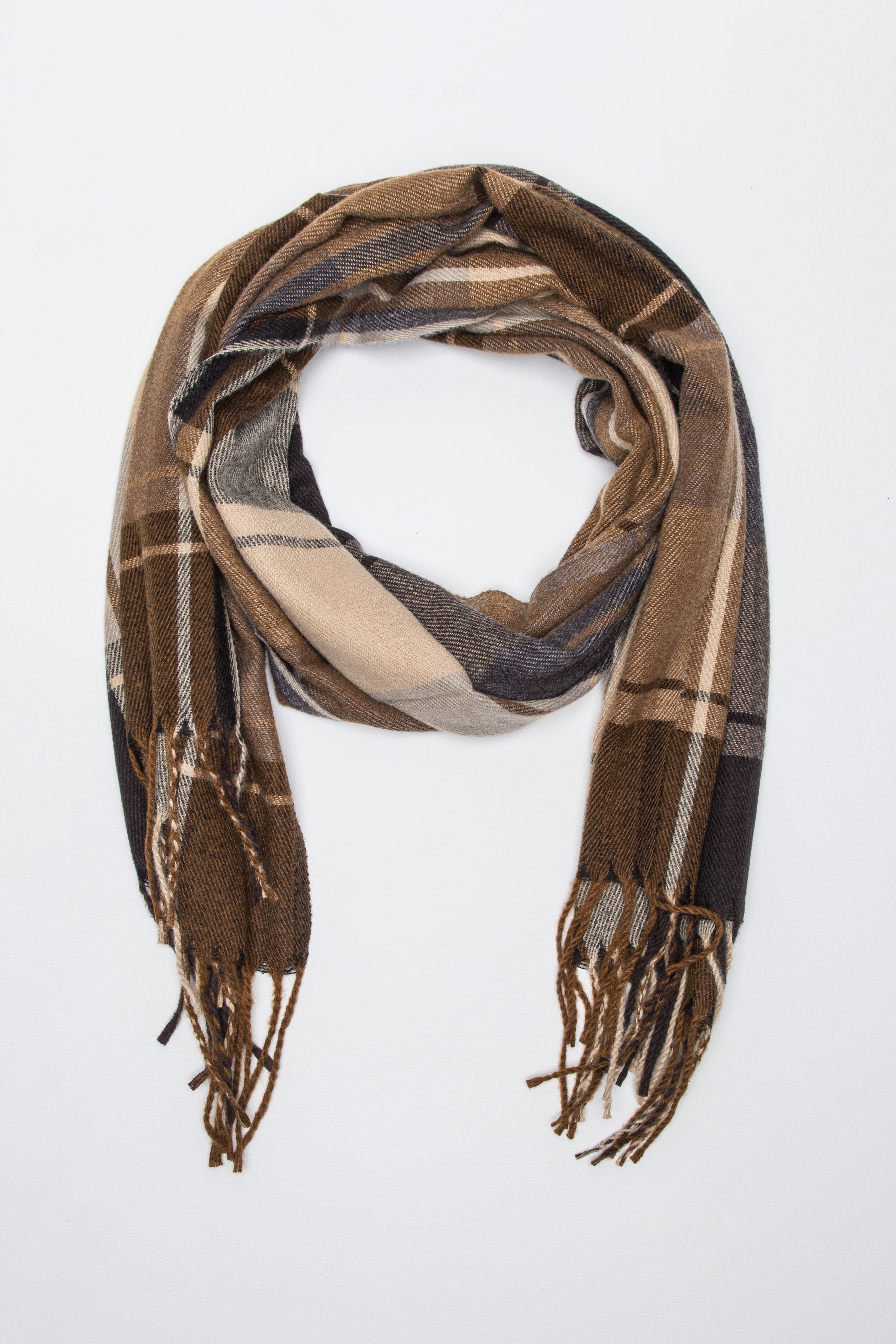 צעיף משבצות חום