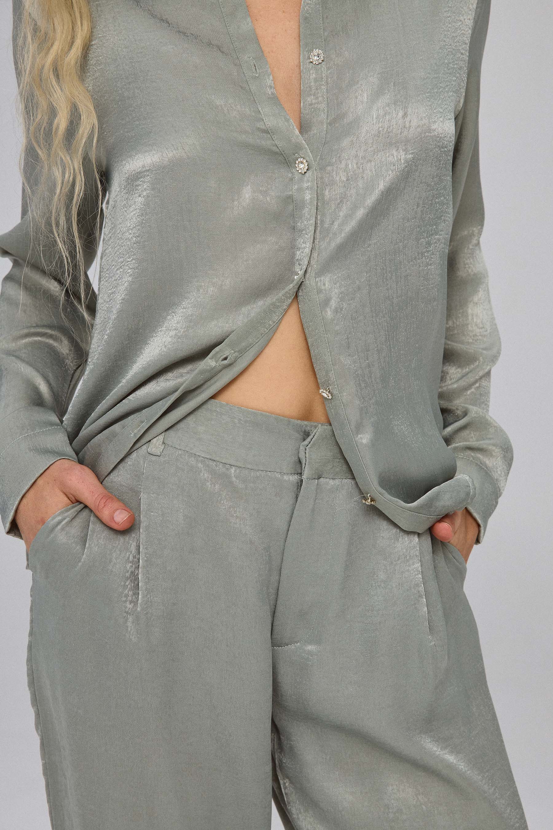 מכנסיים מחוייטים סאטן טקסטורה סט