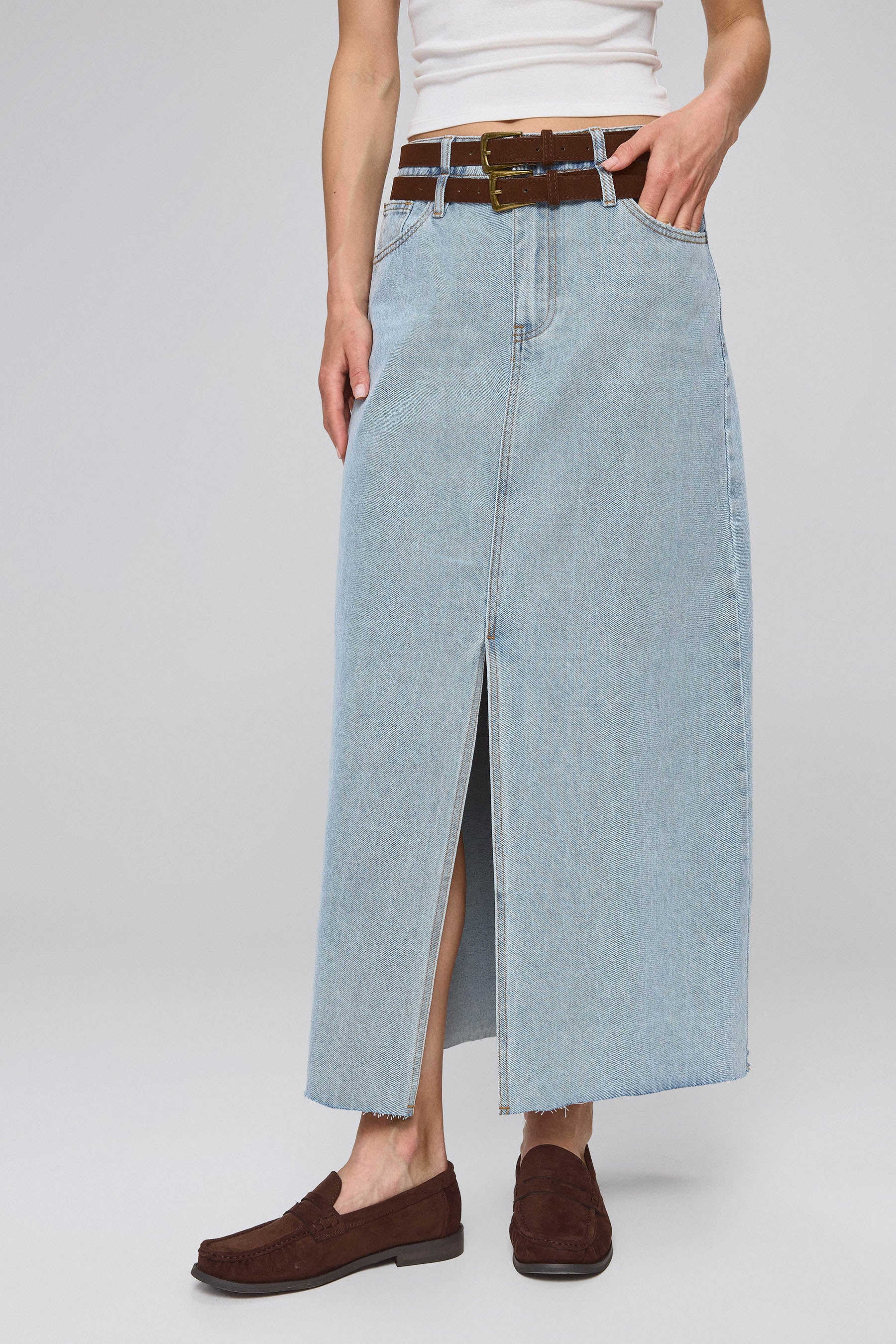 חצאית מקסי חגורה כפולה