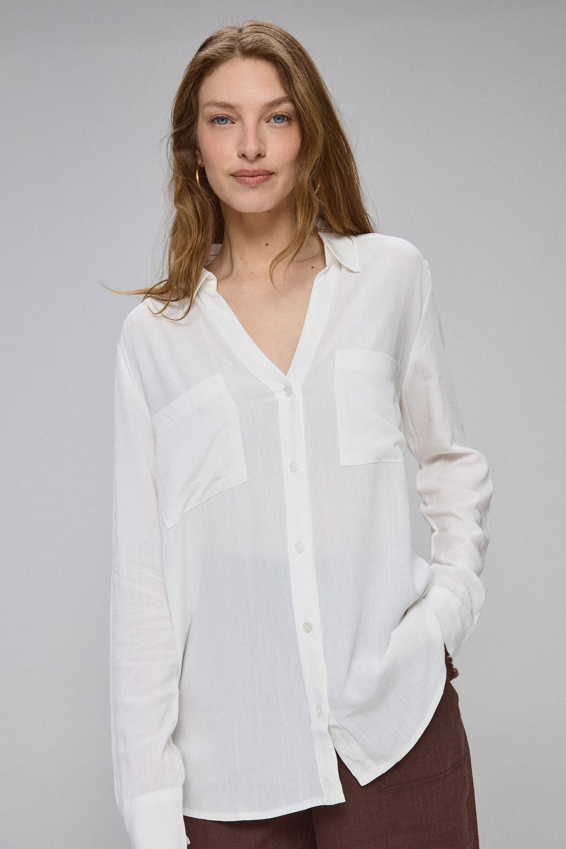 חולצה מכופתרת נטורל