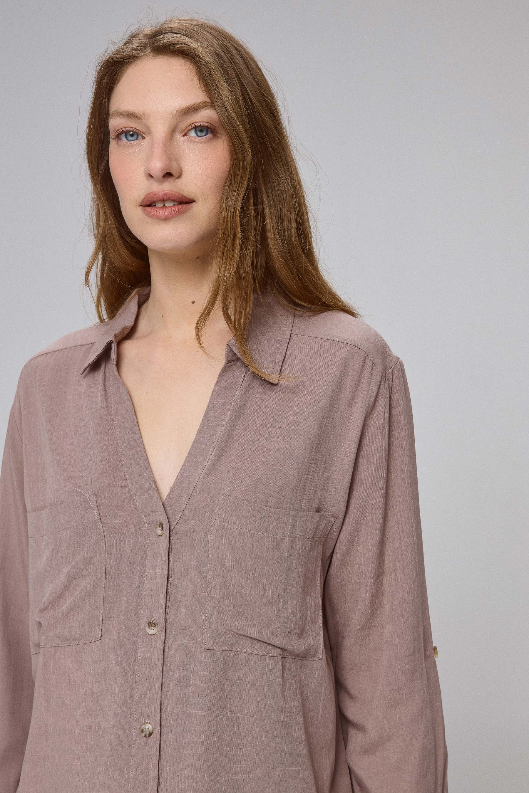 חולצה מכופתרת נטורל