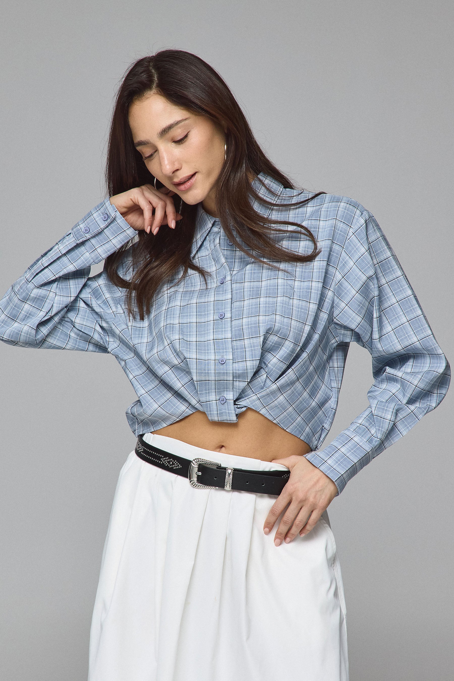 חולצה משובצת סיבוב