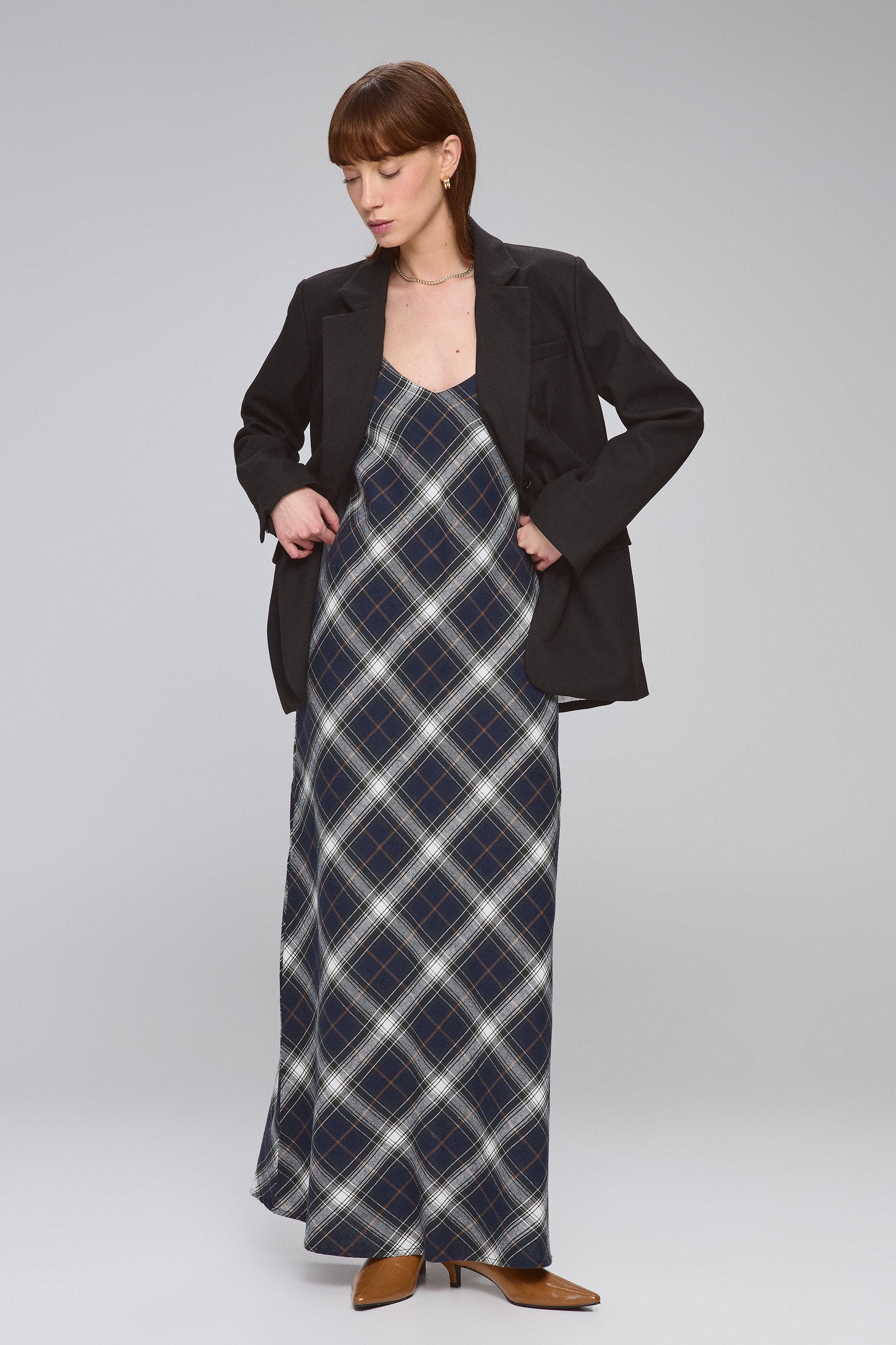 שמלת מקסי משובצת