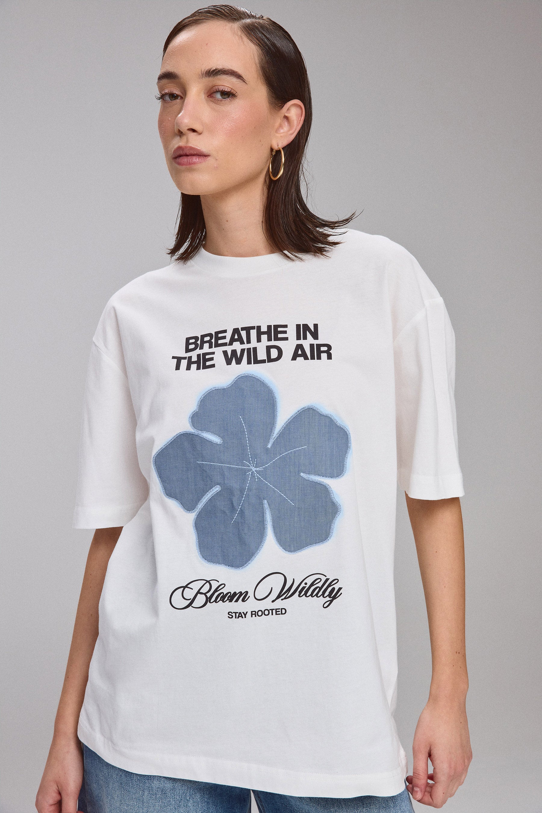 אוברסייז פרח ג'ינס