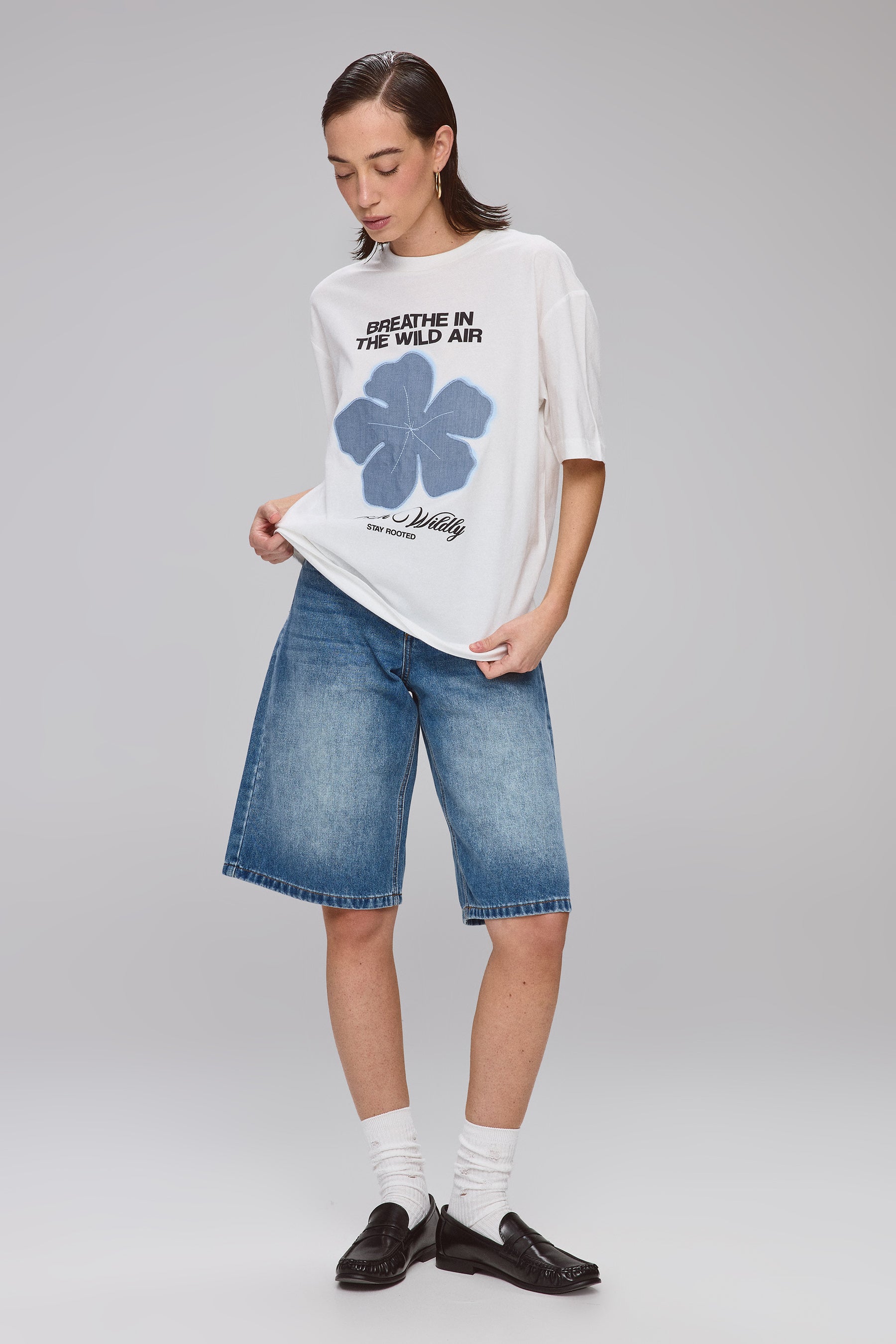 אוברסייז פרח ג'ינס