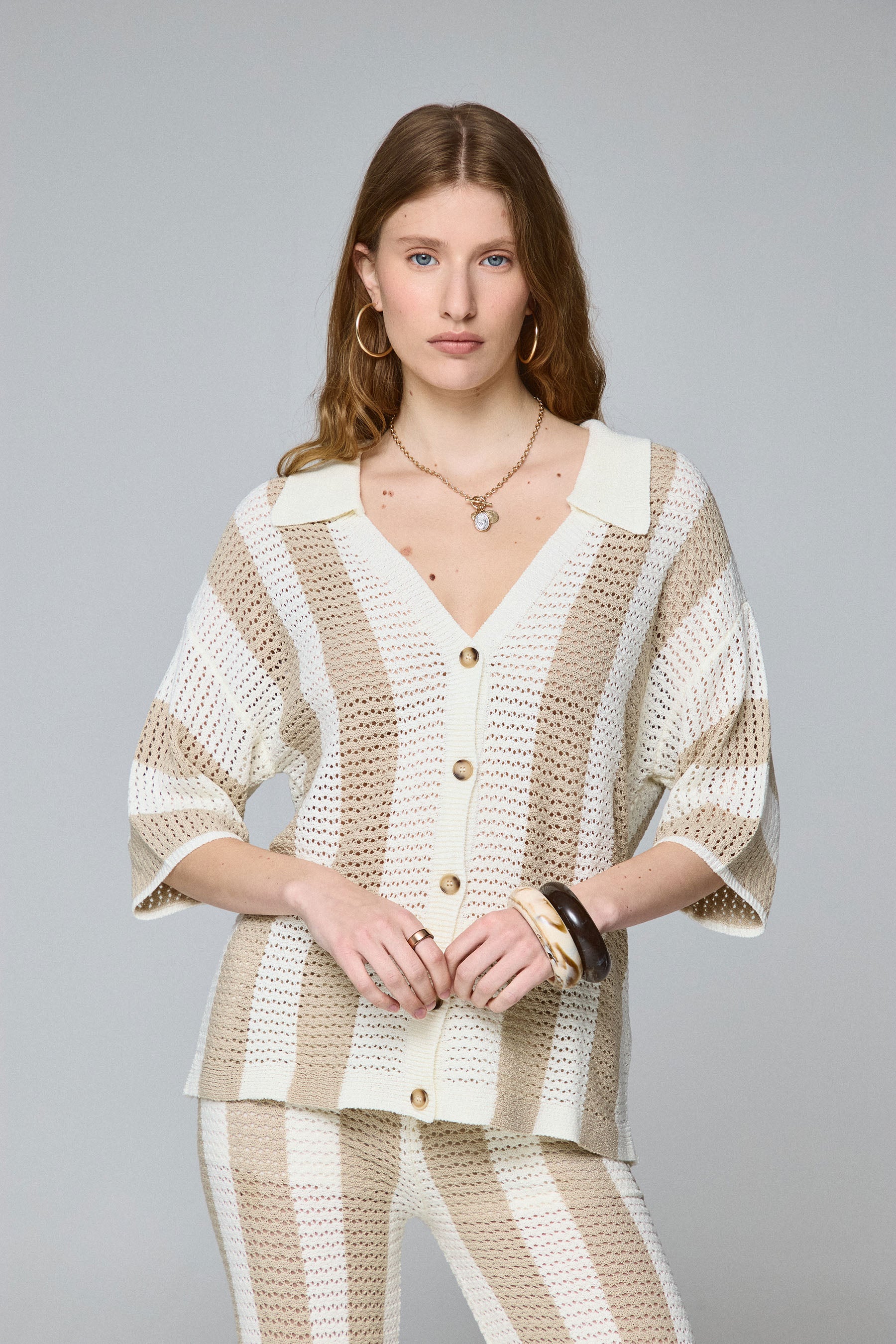 סריג חולצת פסים סט