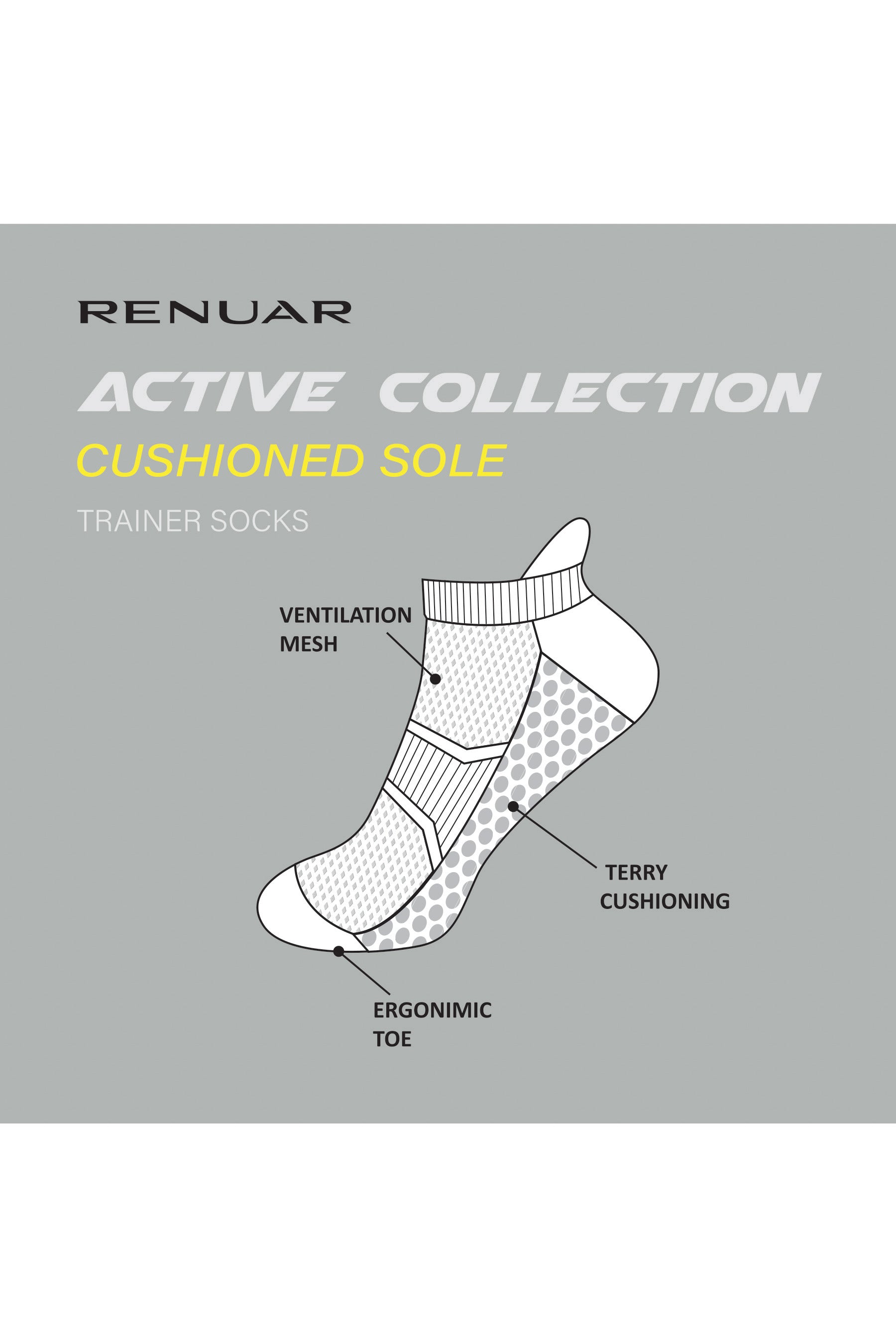 CUSHIONED SOLE -זוג גרבי אקטיב