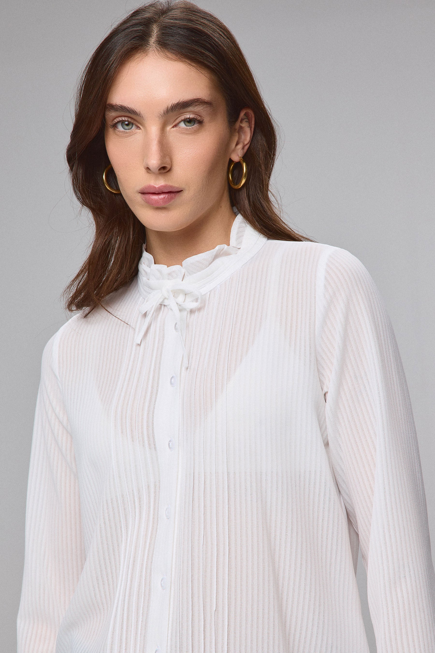 חולצת מכופתרת בד שורות