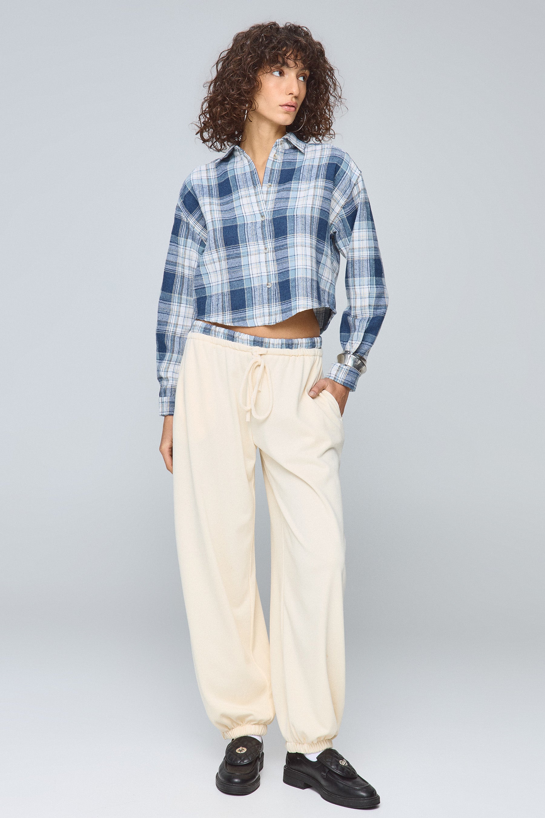 חולצת משובצת קרופ