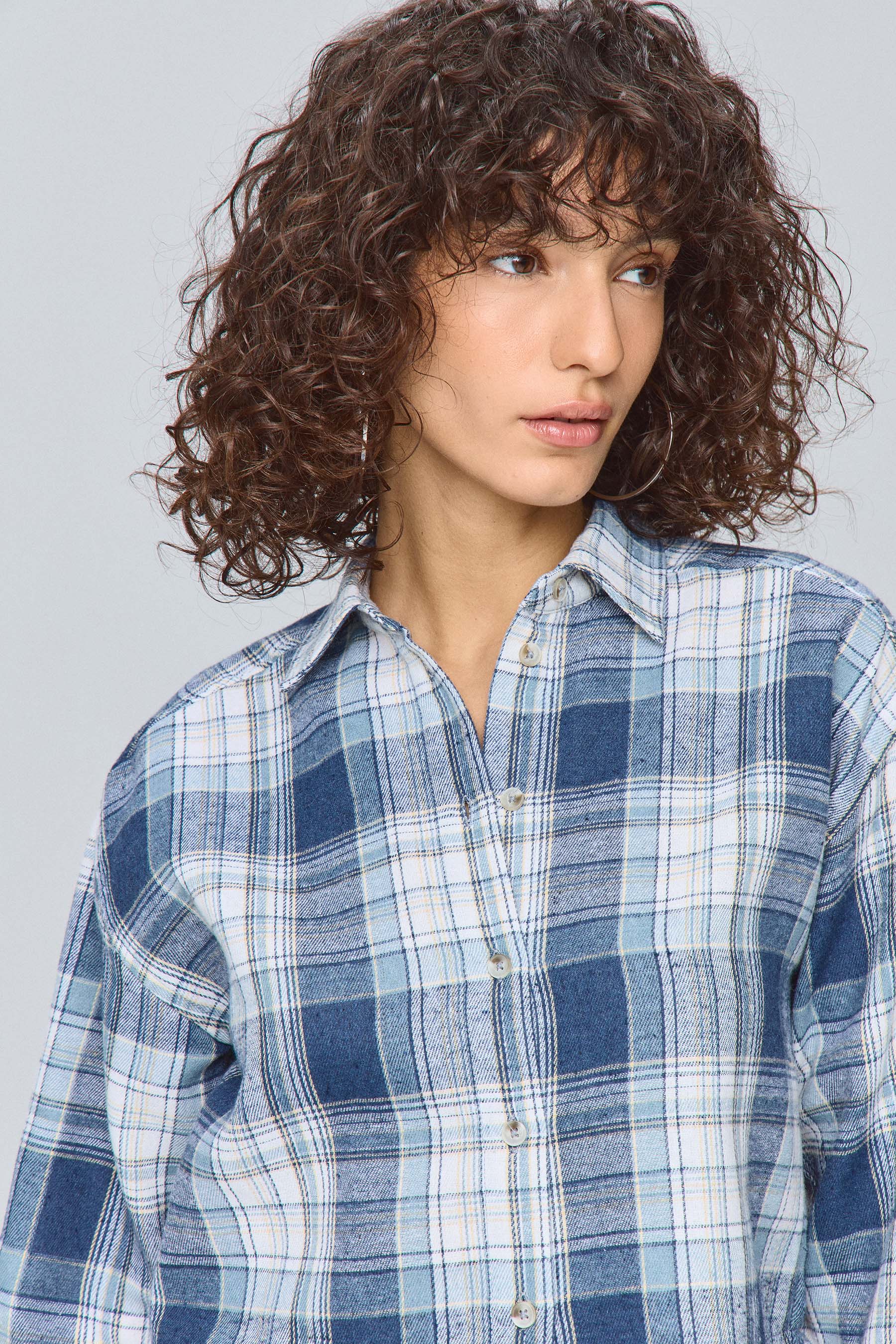 חולצת משובצת קרופ