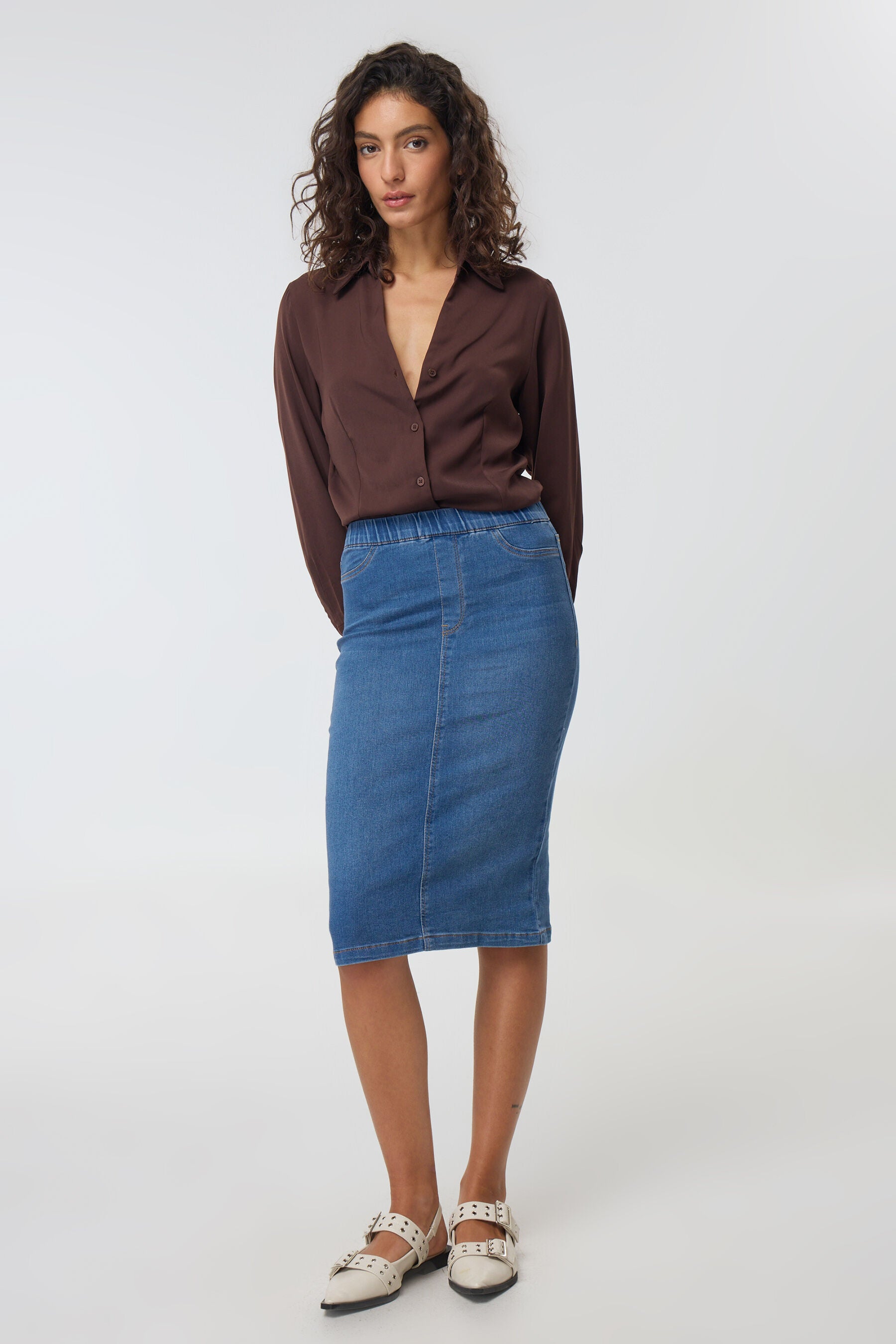 חצאית ג'ינס חגורת גומי