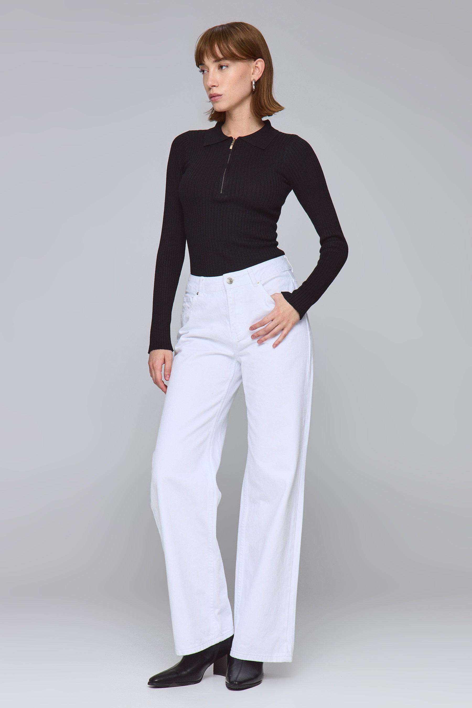 סריג  צווארון עם רוכסן