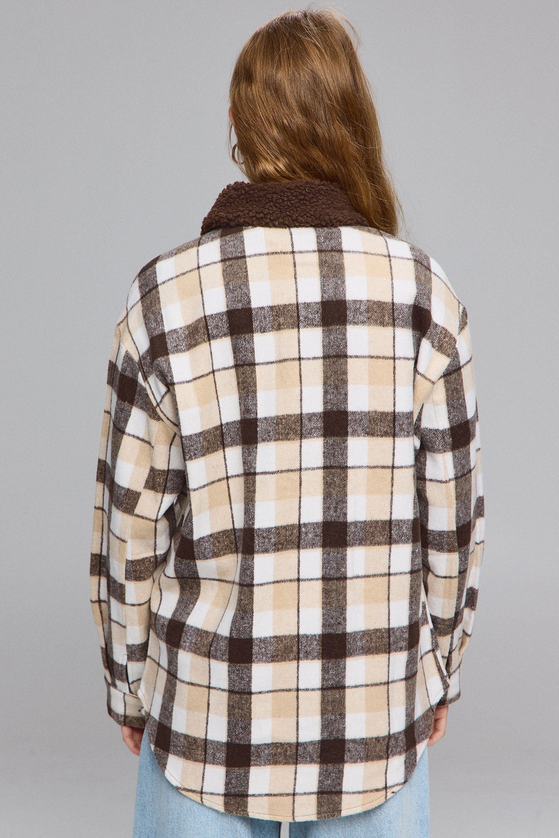 ג'קט משובץ צווארון טדי