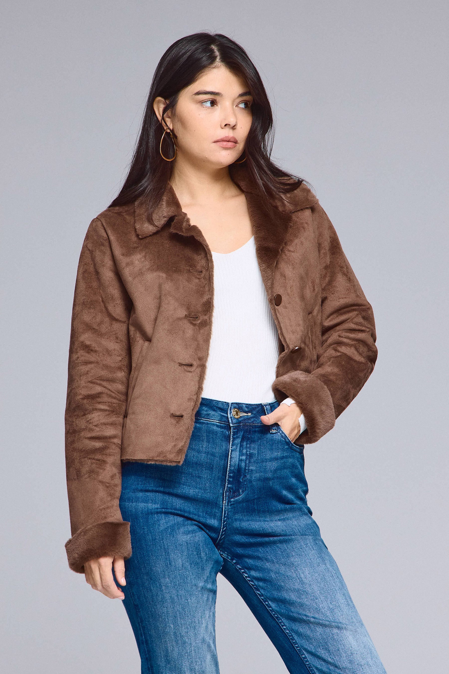 מעיל צמר עם פרווה