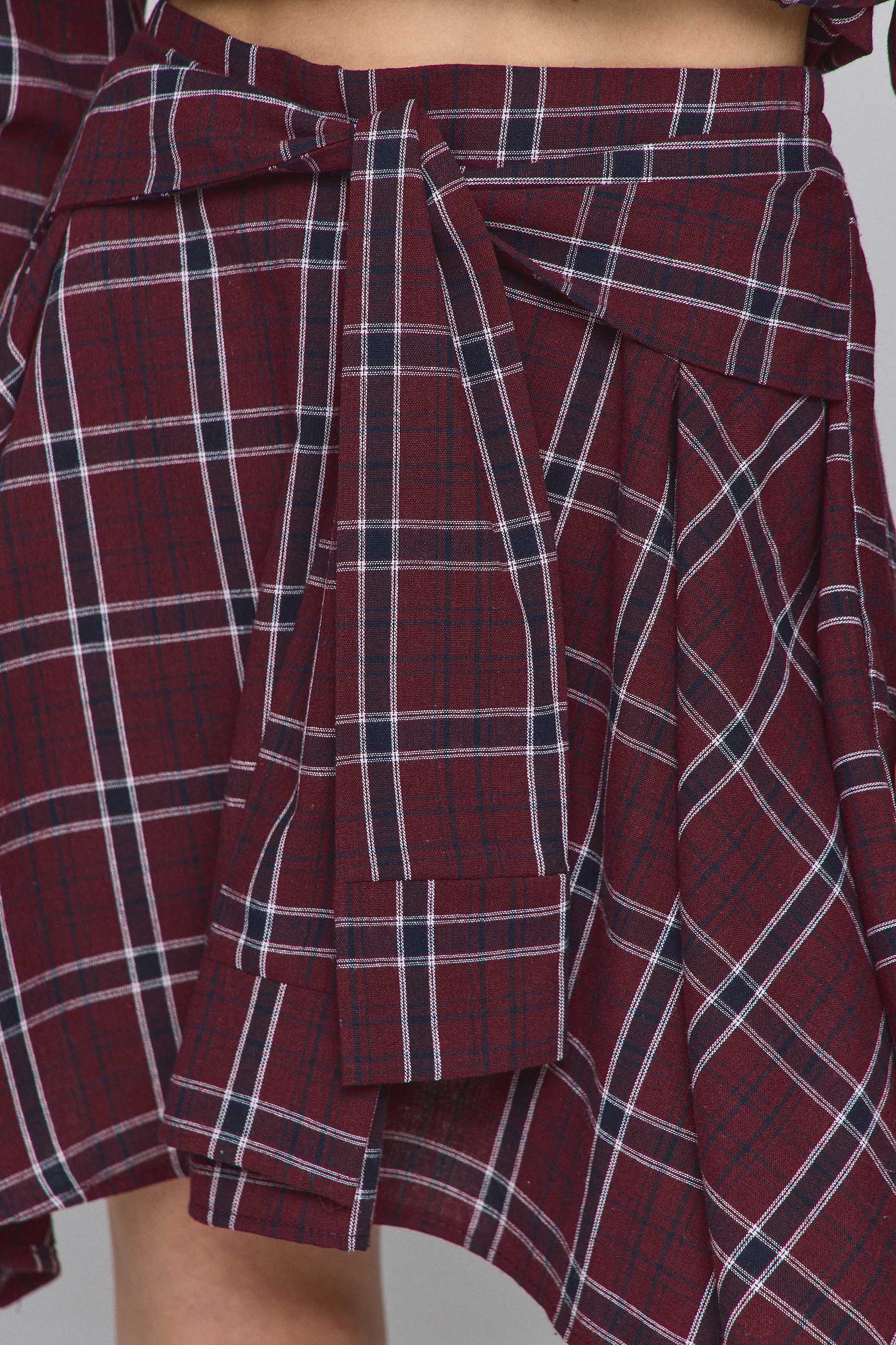 חצאית משובצת קשירה ריילי