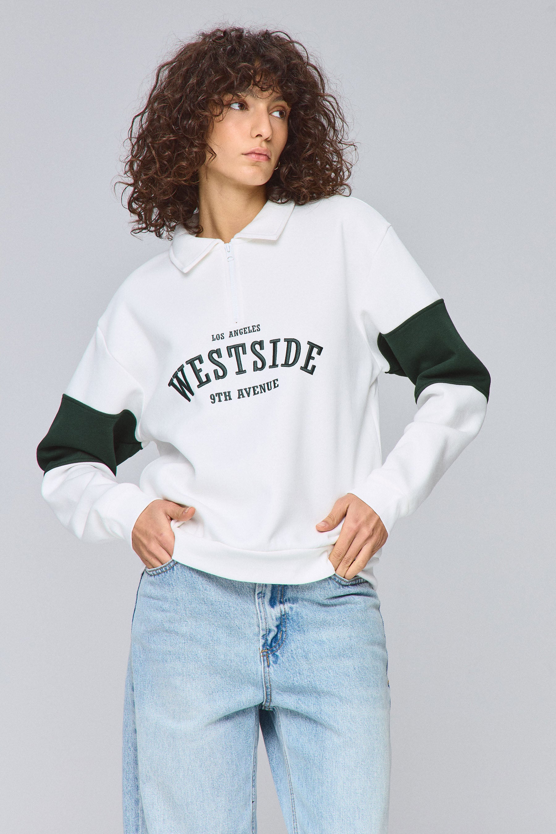 WEST SIDE סוויטשירט חצי זיפר