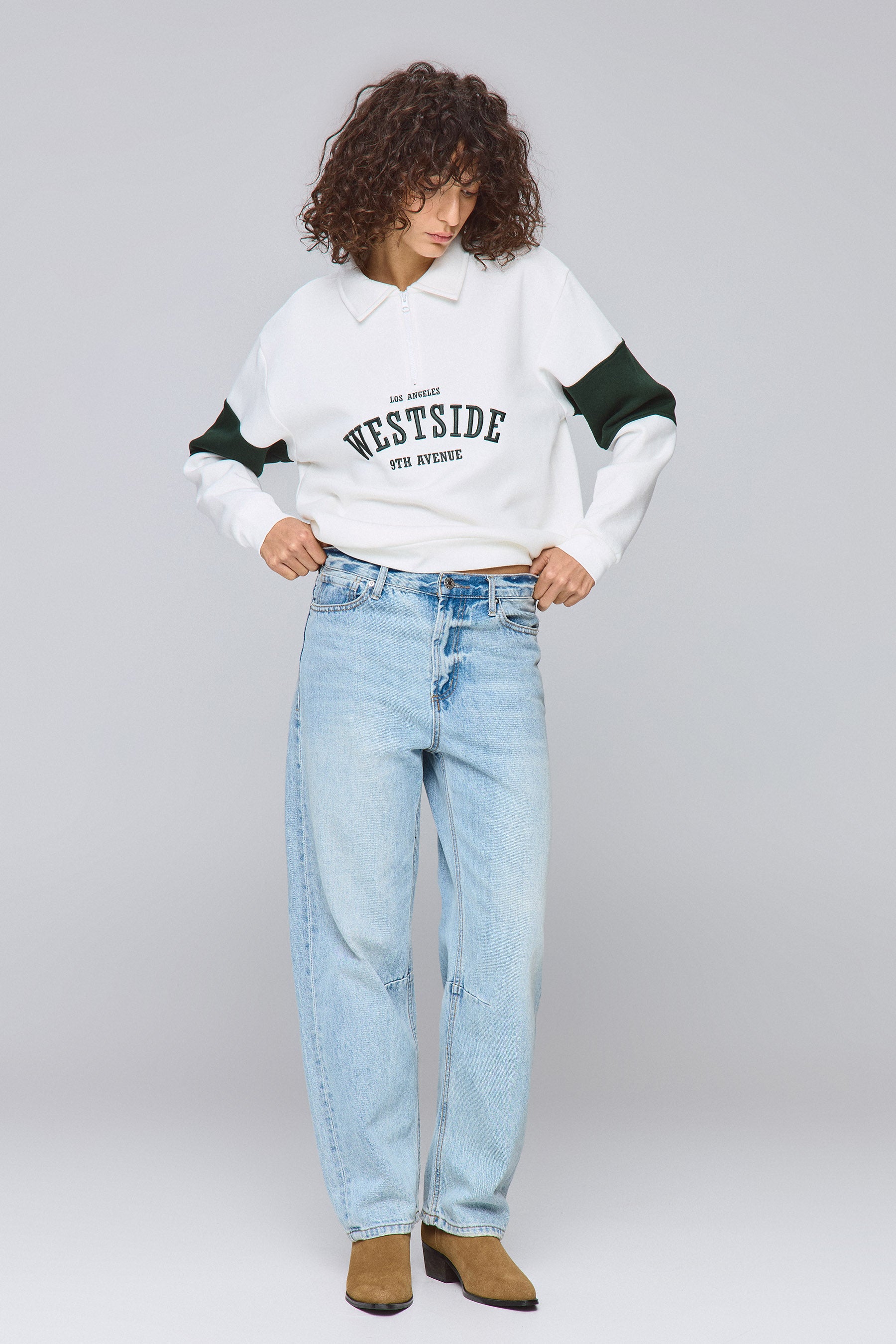 WEST SIDE סוויטשירט חצי זיפר