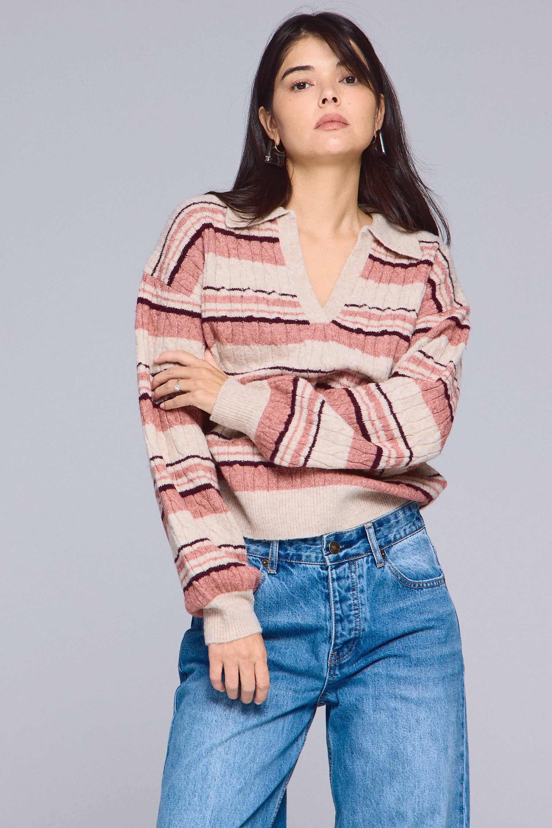 סריג אוברסייז פולו פסים