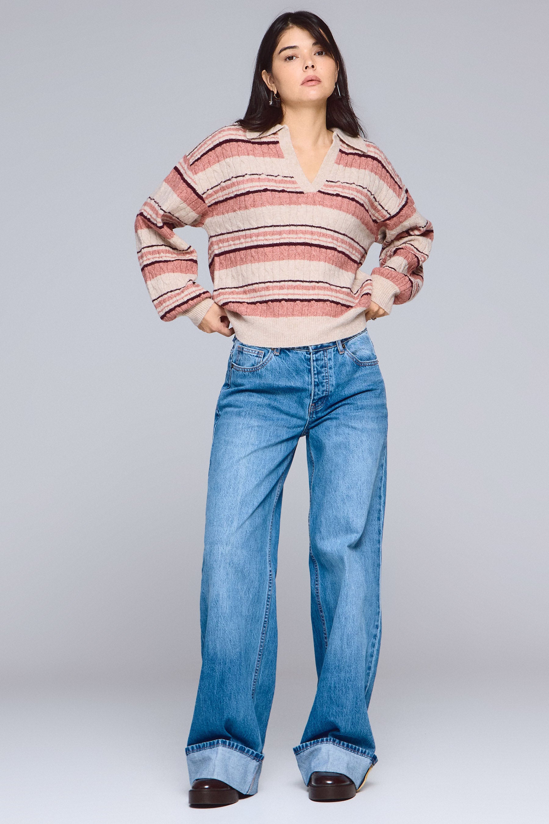 סריג אוברסייז פולו פסים