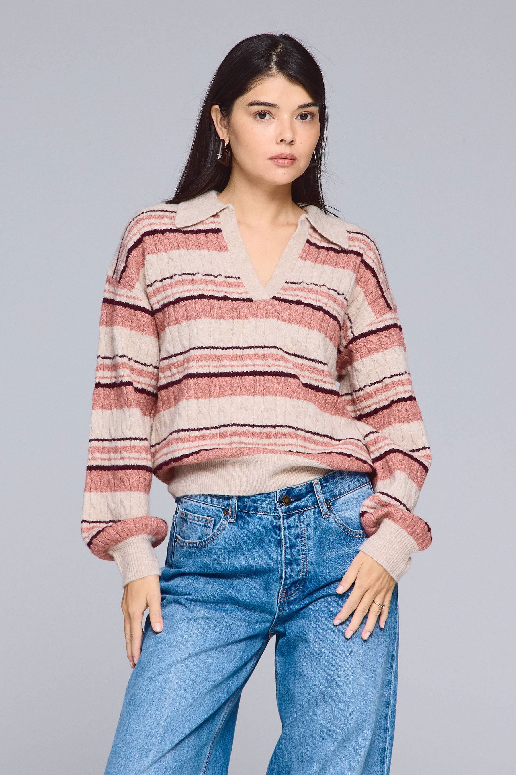 סריג אוברסייז פולו פסים