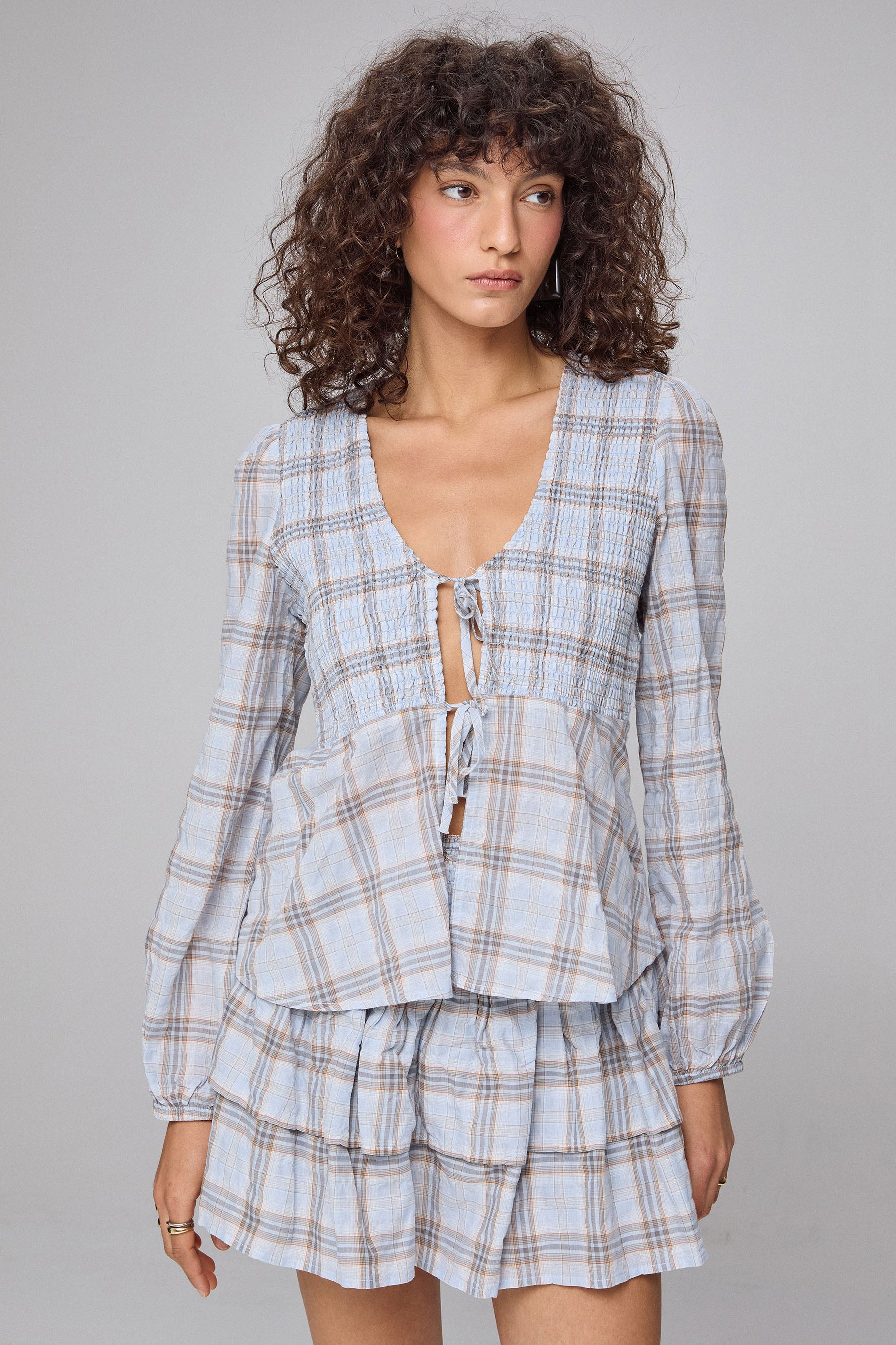 חולצת קייט משבצות סט