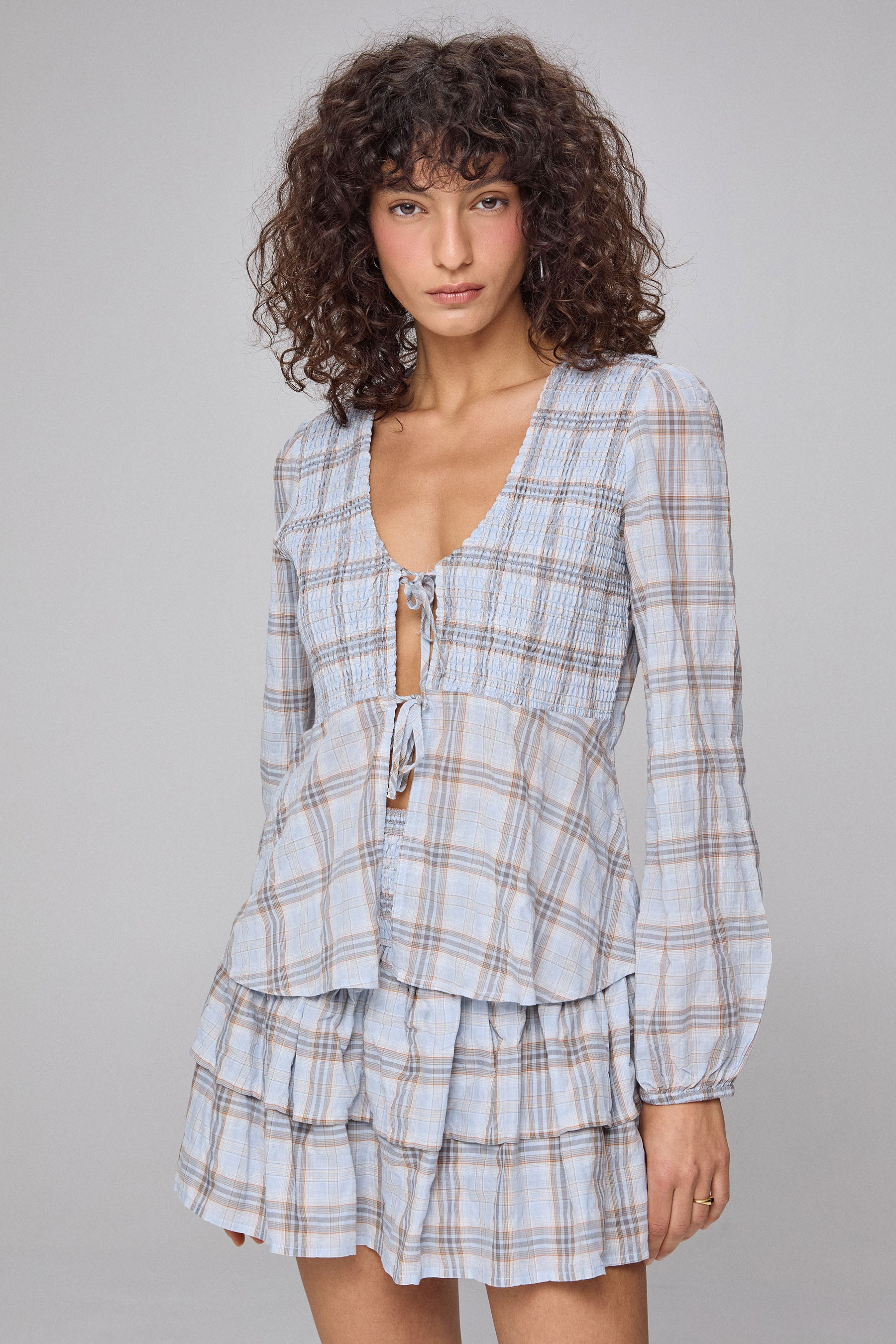 חולצת קייט משבצות סט