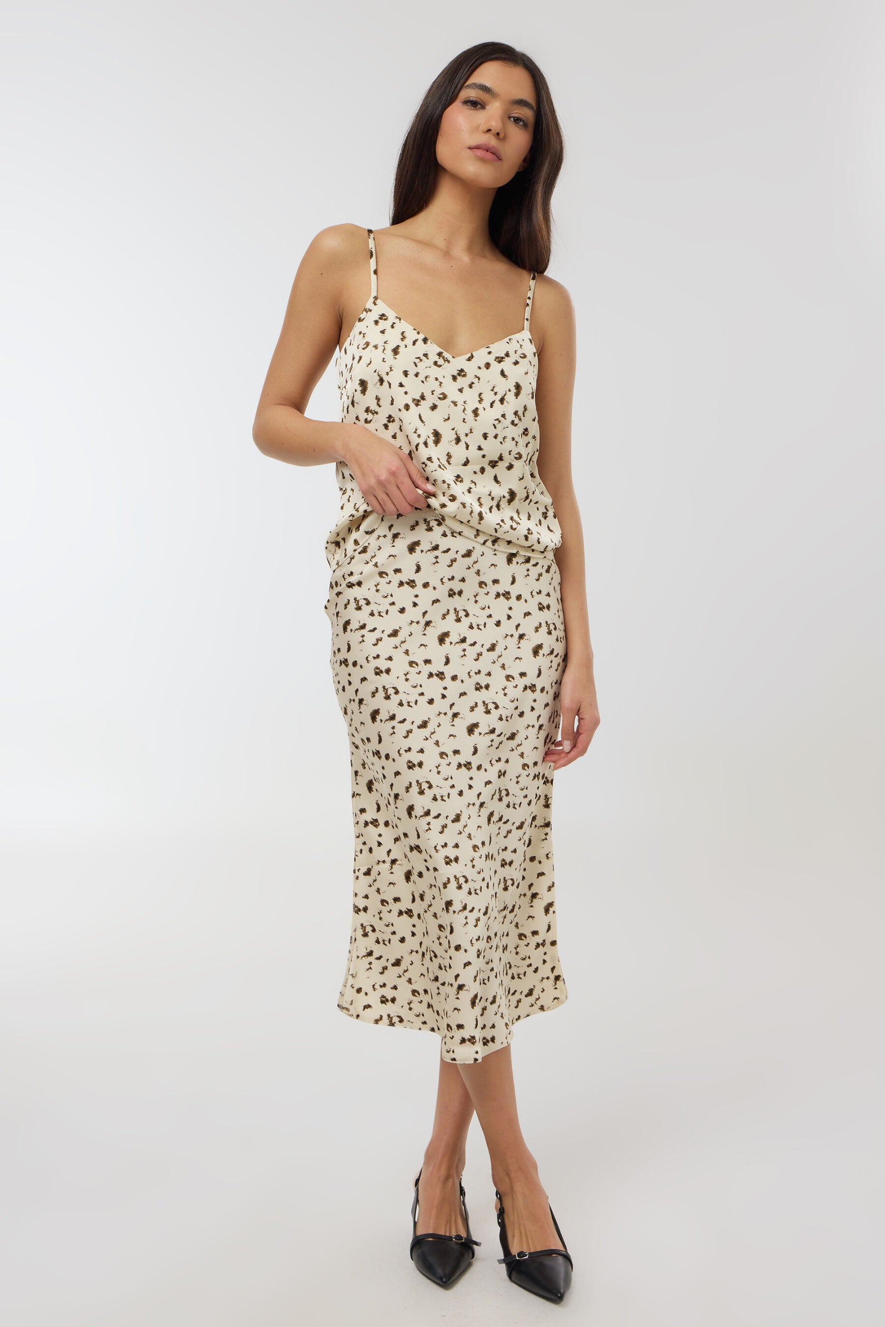 חצאית סאטן מודפסת סט