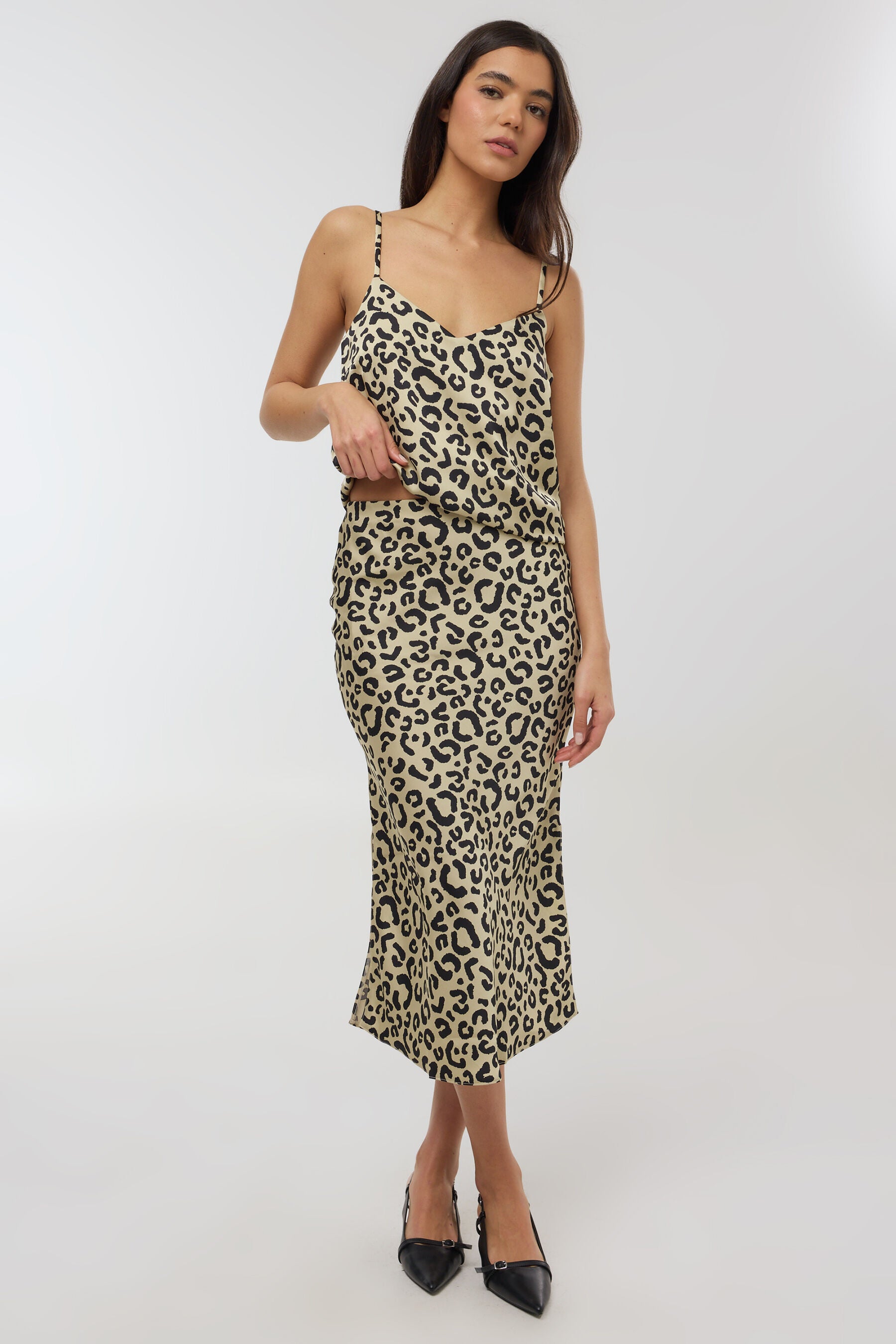 חצאית סאטן מודפסת סט