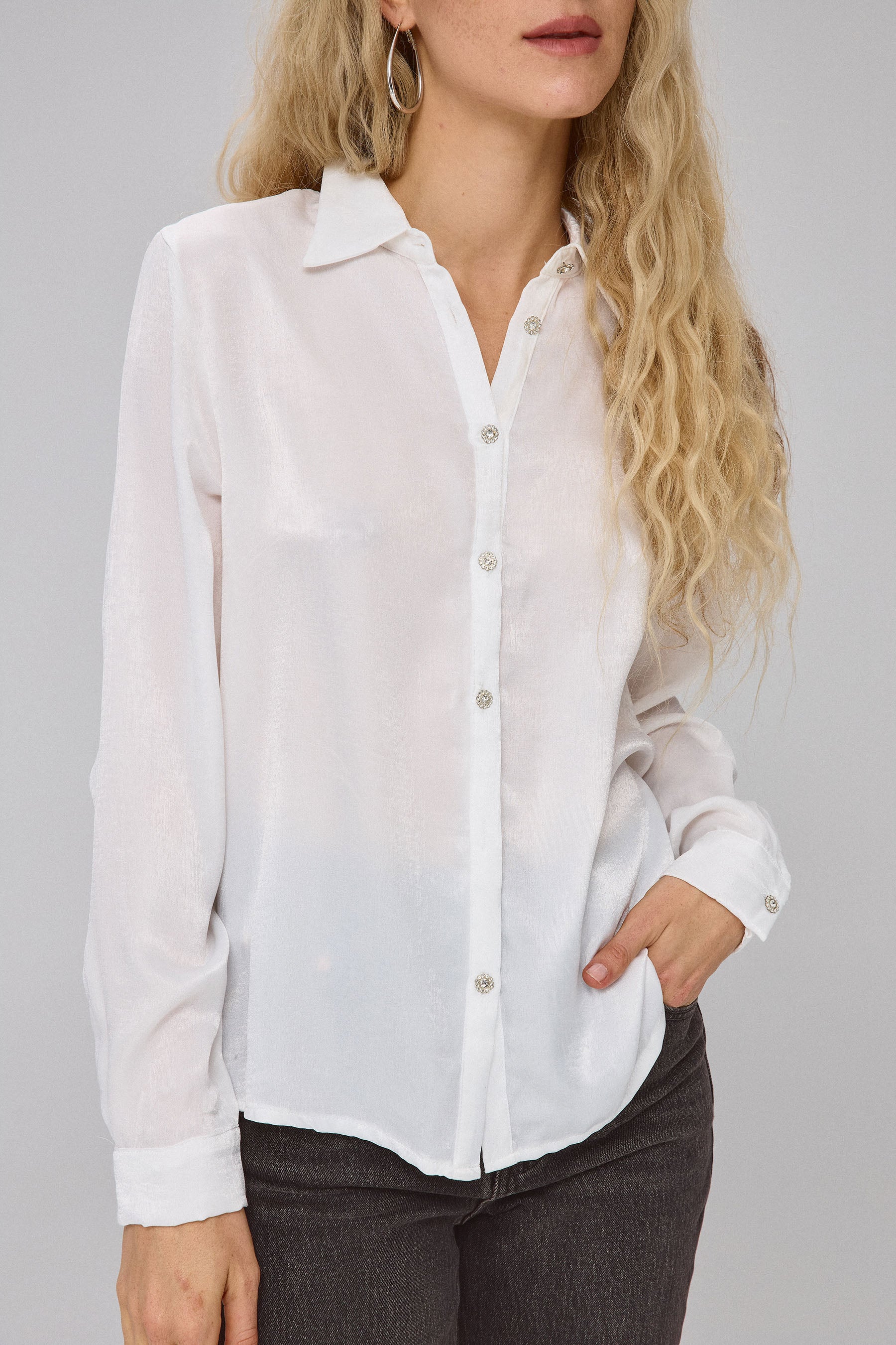 חולצה מכופתרת סאטן טקסטורה סט